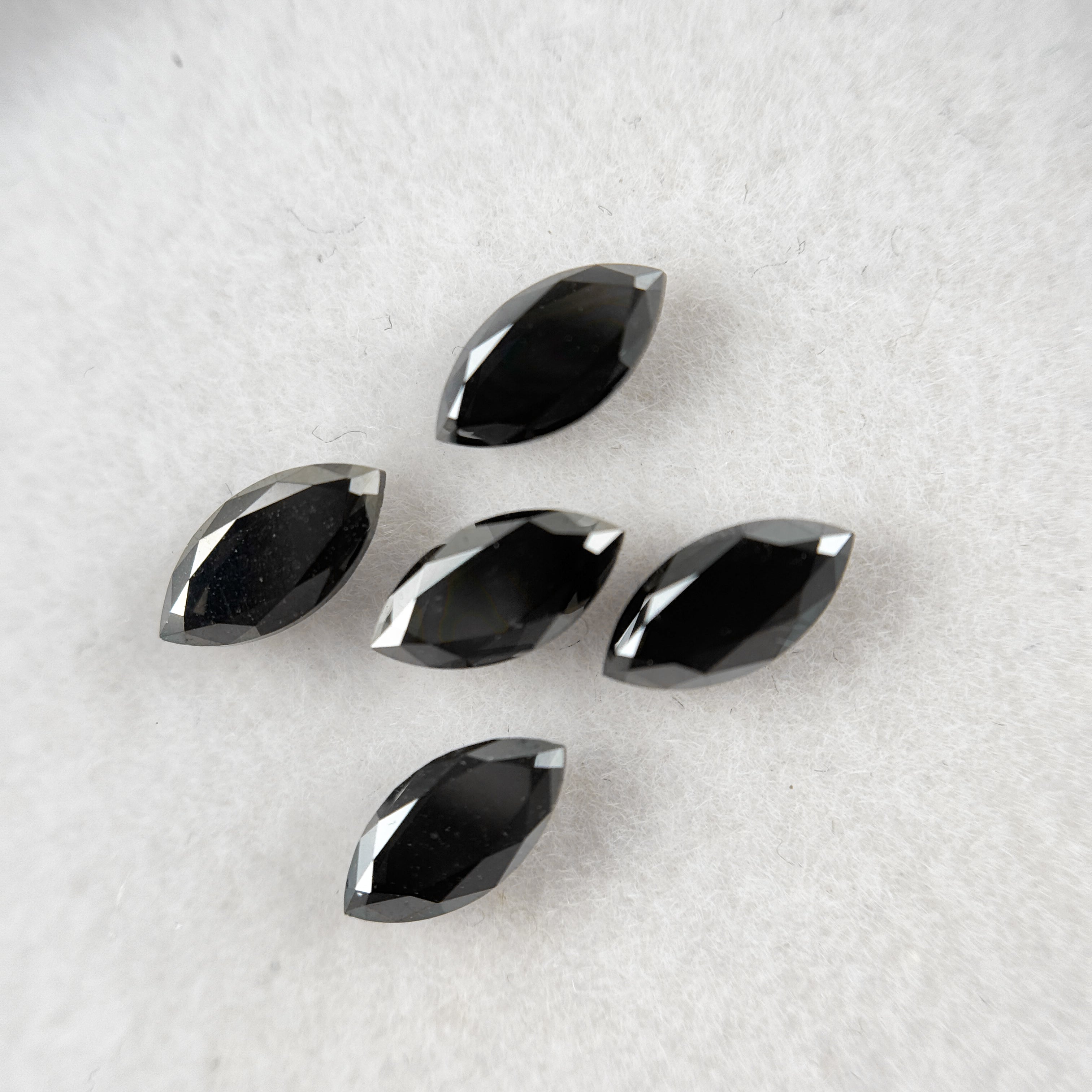7 MM Marquise Rose Cut Black Natural Fancy Diamond