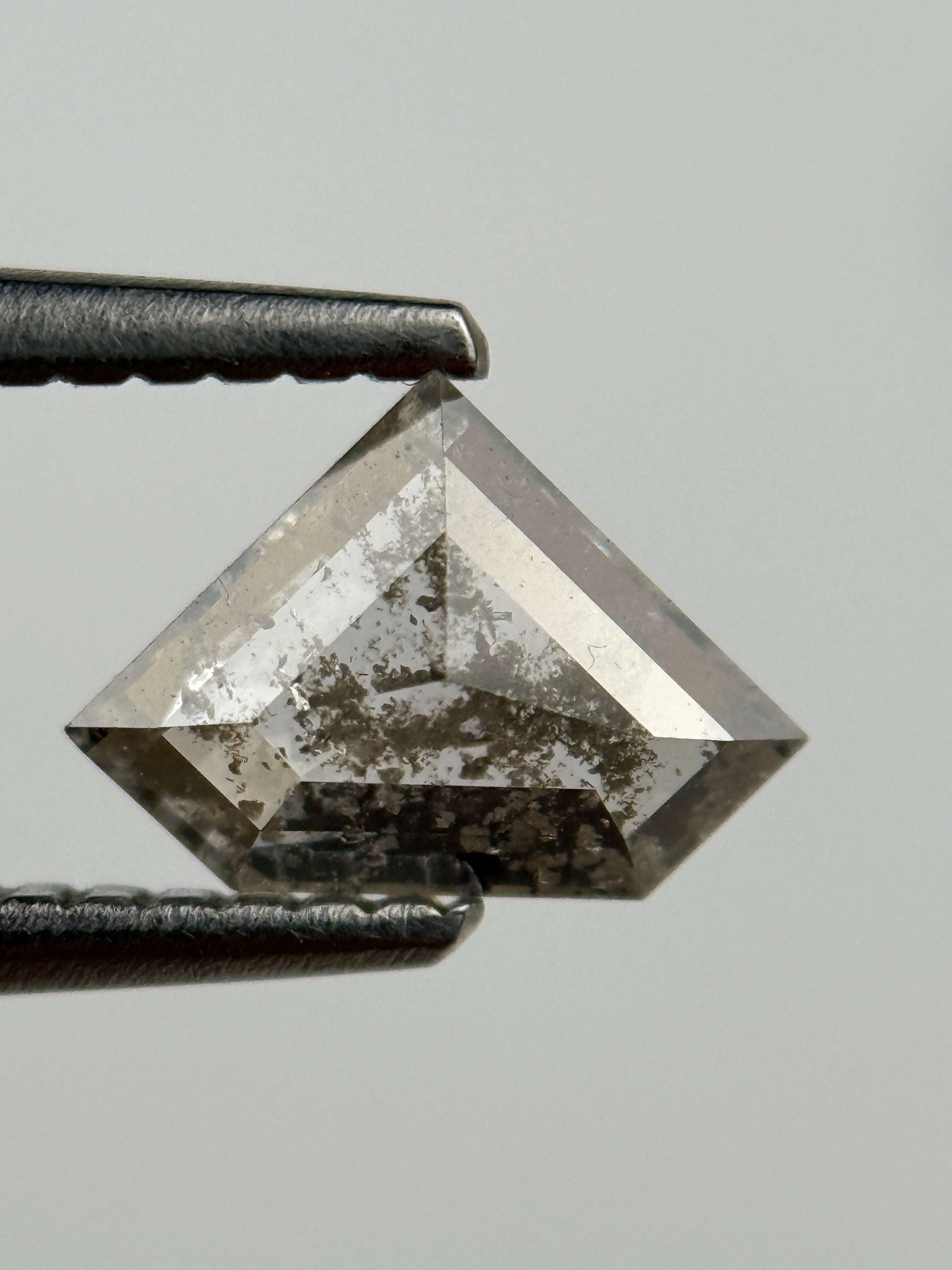 0.77 Ct Triangle Rose Cut Grey Natural Salt and Pepper Diamond