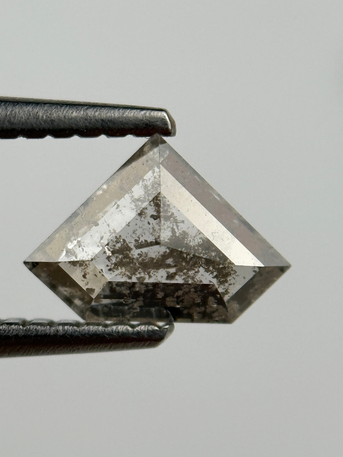 0.77 Ct Triangle Rose Cut Grey Natural Salt and Pepper Diamond