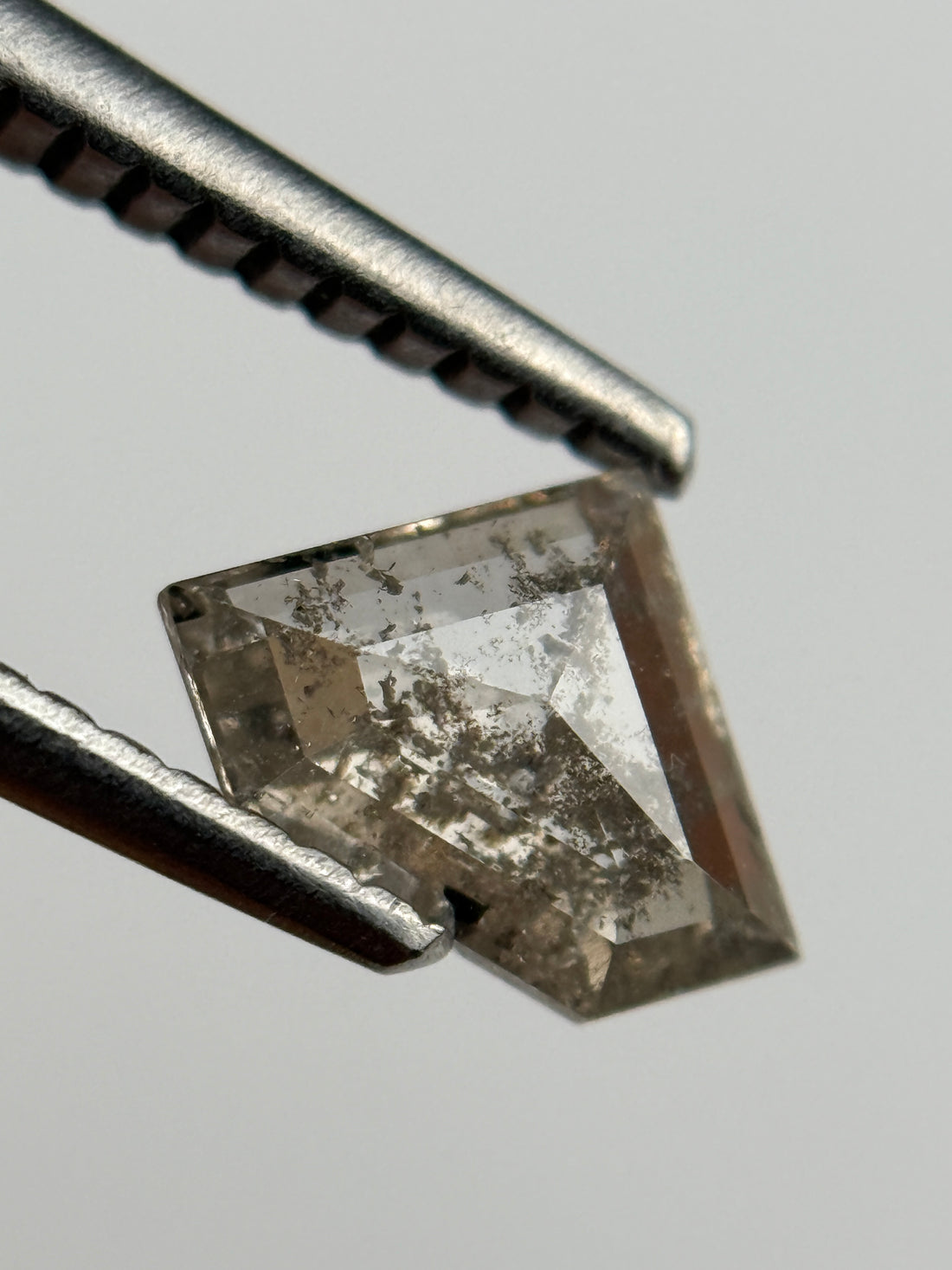 0.77 Ct Triangle Rose Cut Grey Natural Salt and Pepper Diamond