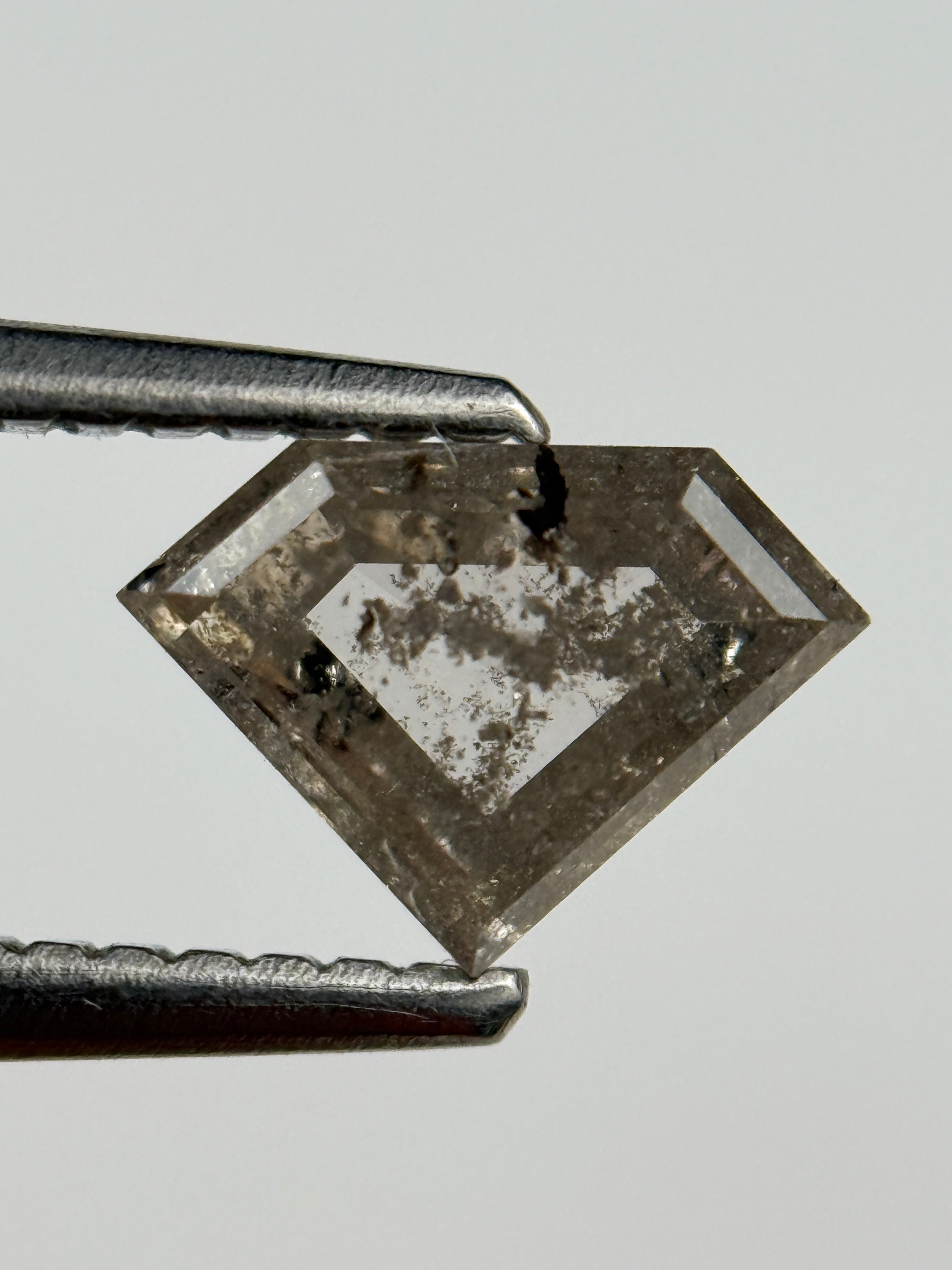 0.77 Ct Triangle Rose Cut Grey Natural Salt and Pepper Diamond