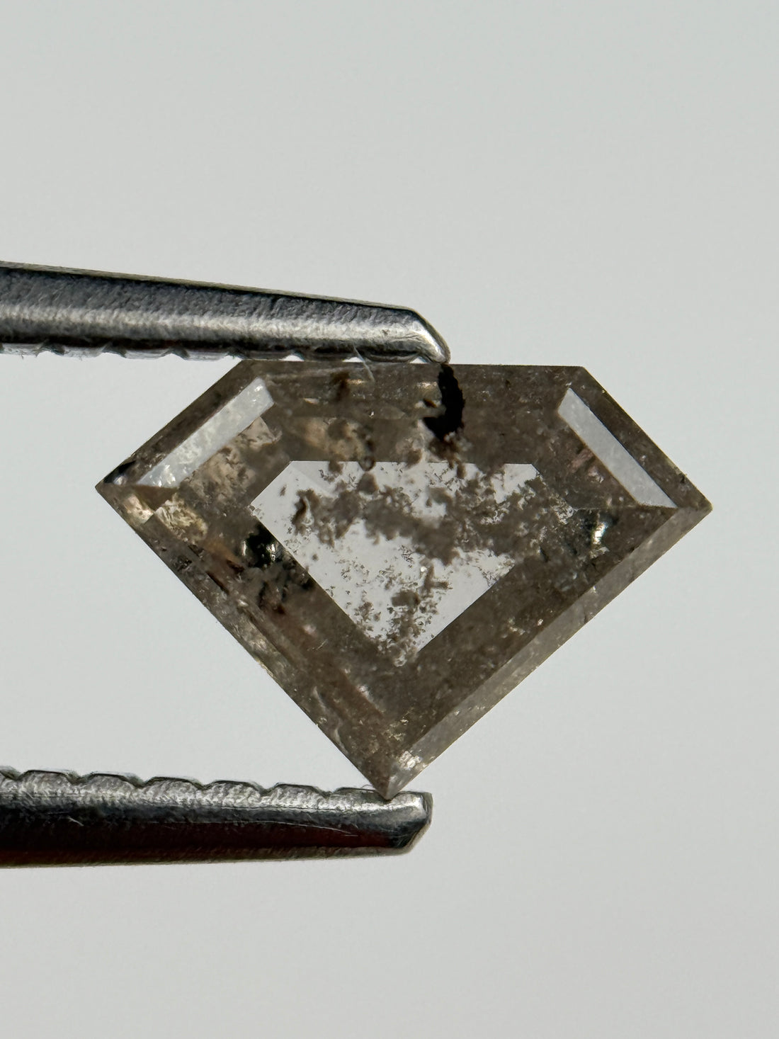 0.77 Ct Triangle Rose Cut Grey Natural Salt and Pepper Diamond