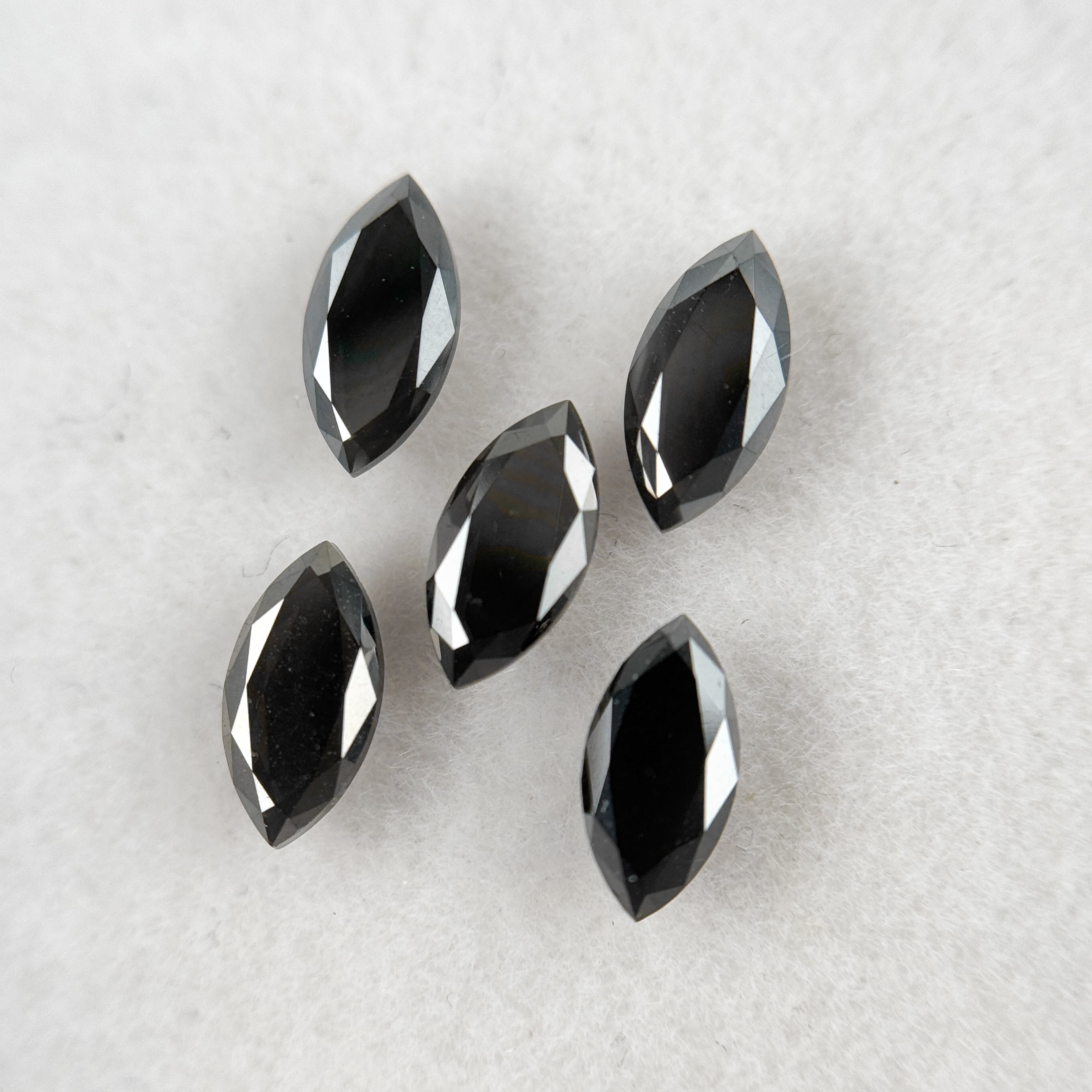 7 MM Marquise Rose Cut Black Natural Fancy Diamond