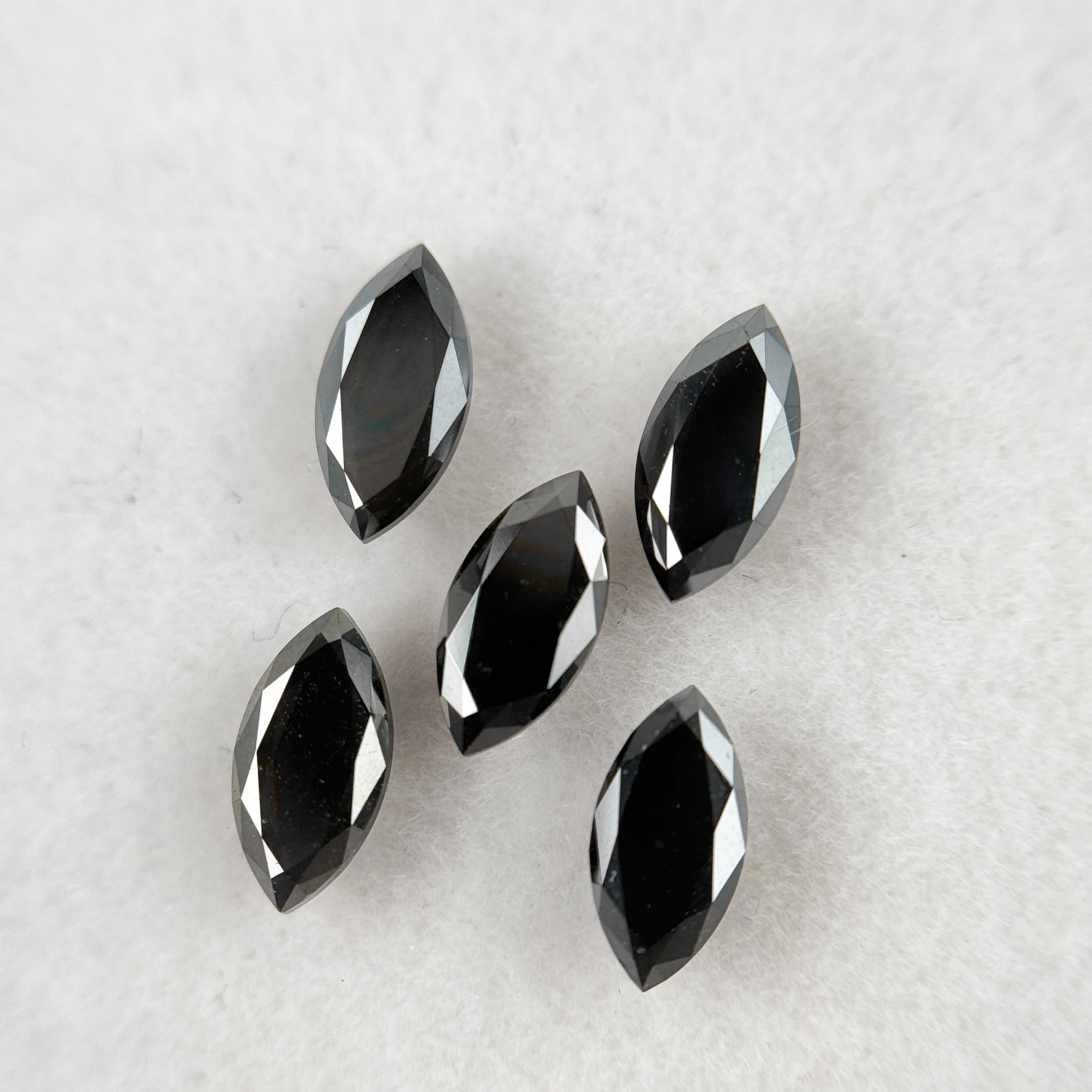 7 MM Marquise Rose Cut Black Natural Fancy Diamond