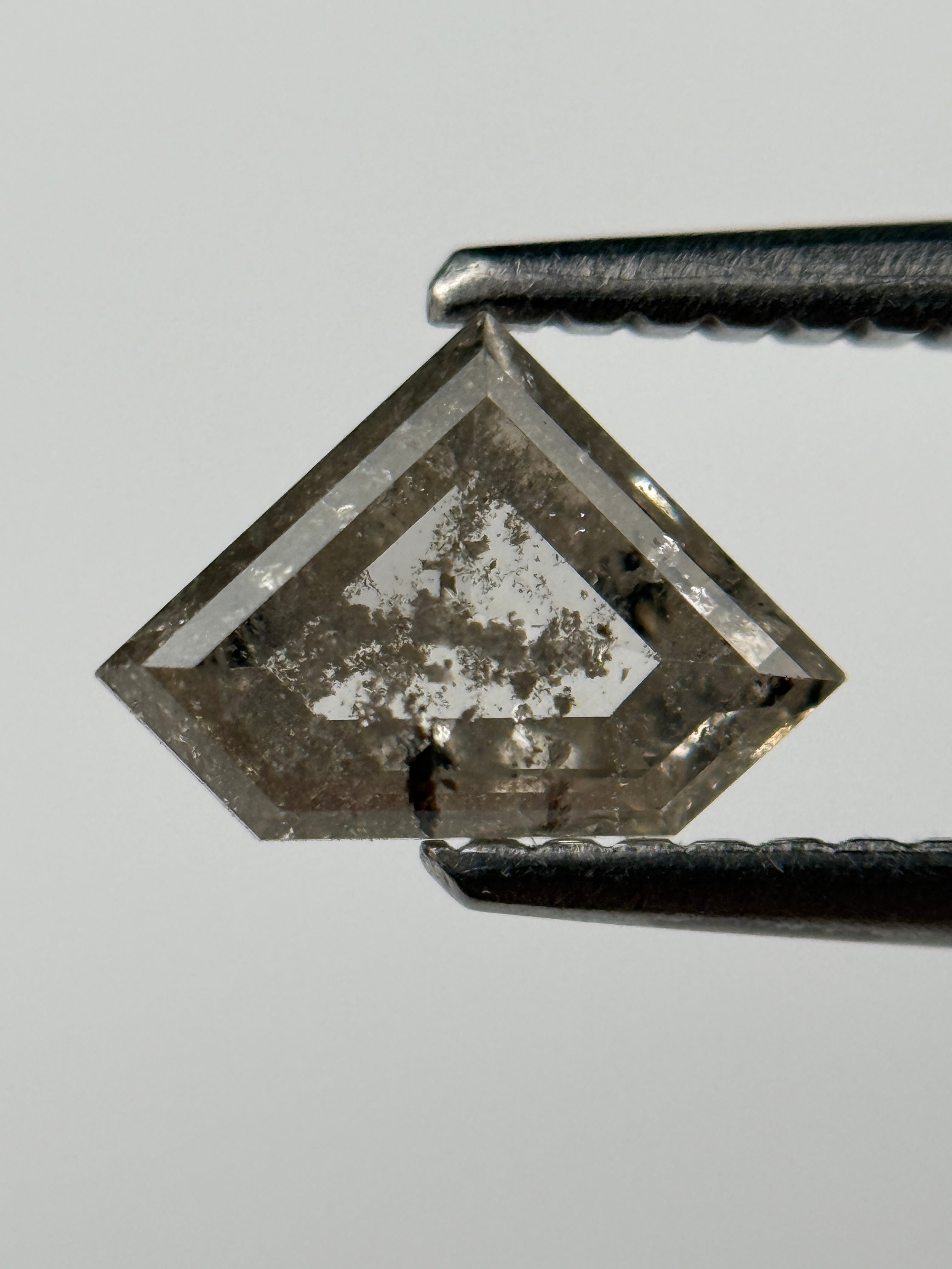 0.77 Ct Triangle Rose Cut Grey Natural Salt and Pepper Diamond