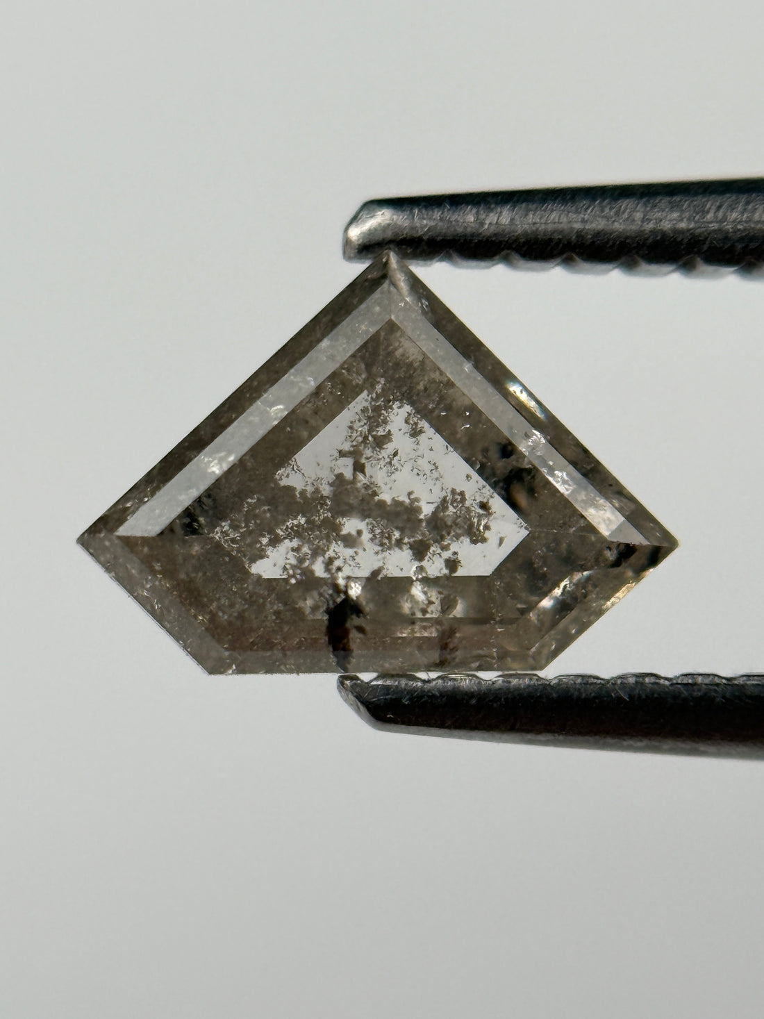 0.77 Ct Triangle Rose Cut Grey Natural Salt and Pepper Diamond
