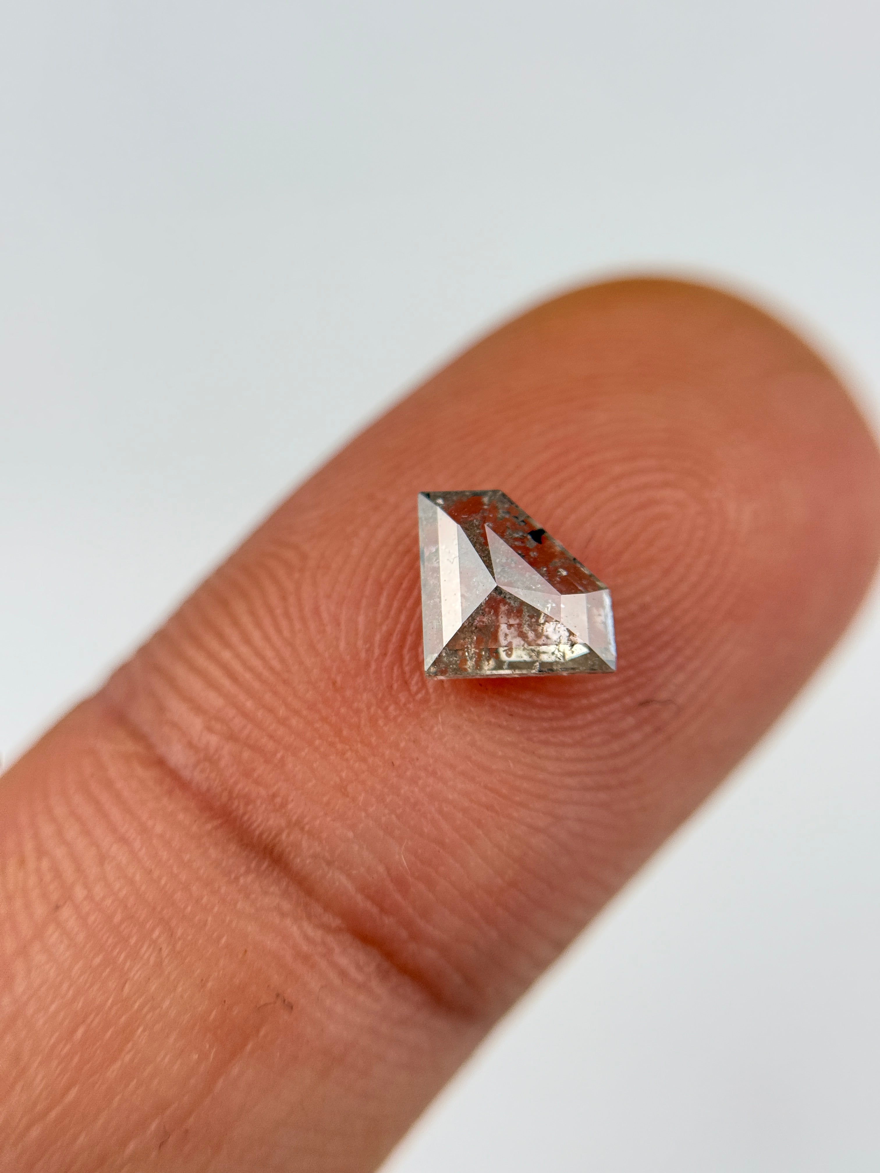 0.77 Ct Triangle Rose Cut Grey Natural Salt and Pepper Diamond
