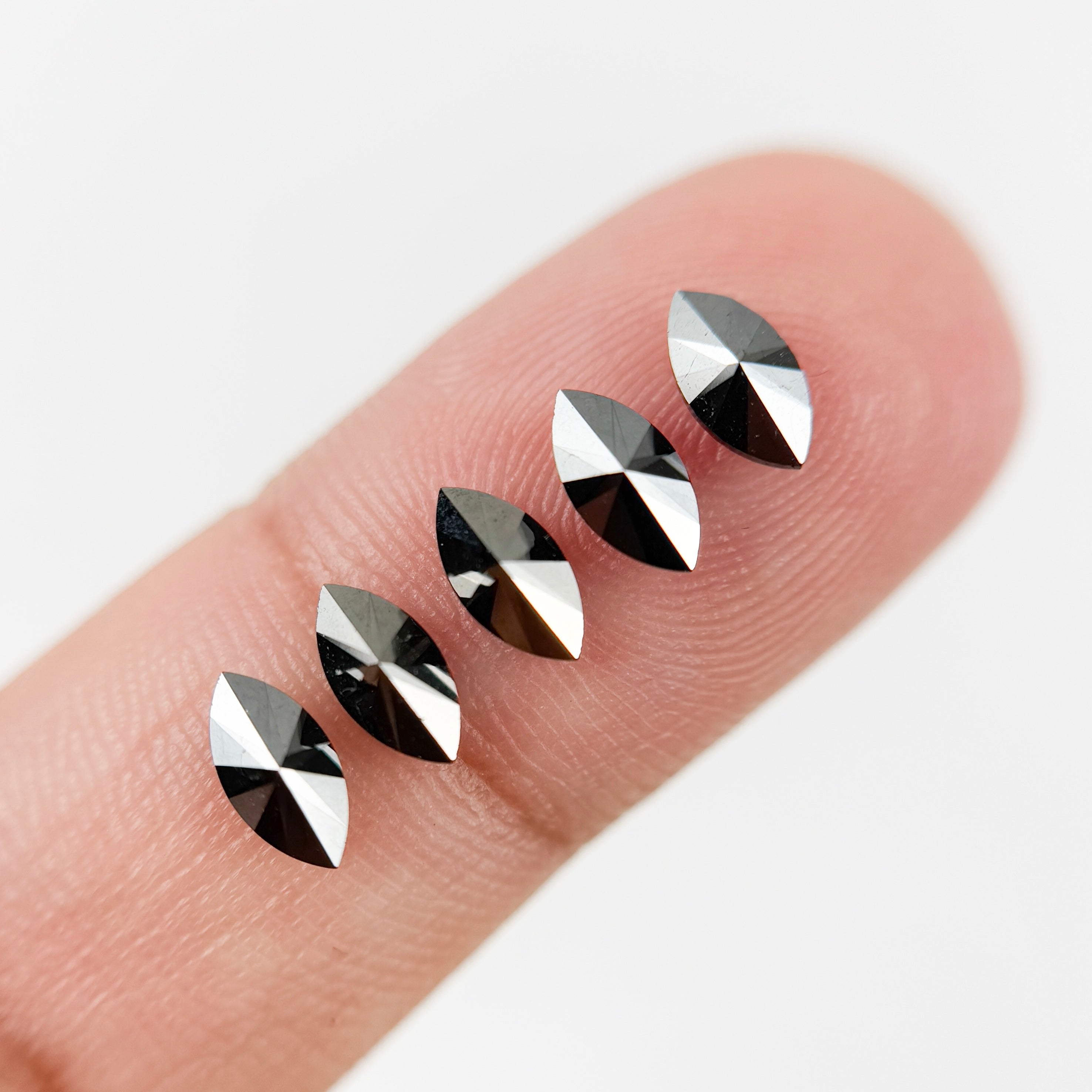 7 MM Marquise Rose Cut Black Natural Fancy Diamond