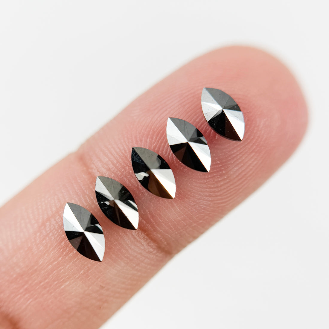 7 MM Marquise Rose Cut Black Natural Fancy Diamond
