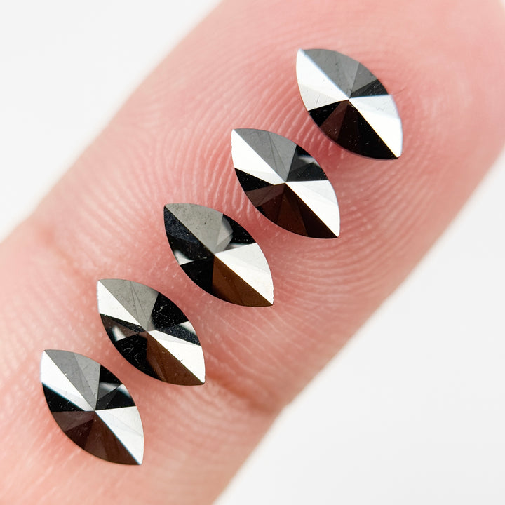 7 MM Marquise Rose Cut Black Natural Fancy Diamond