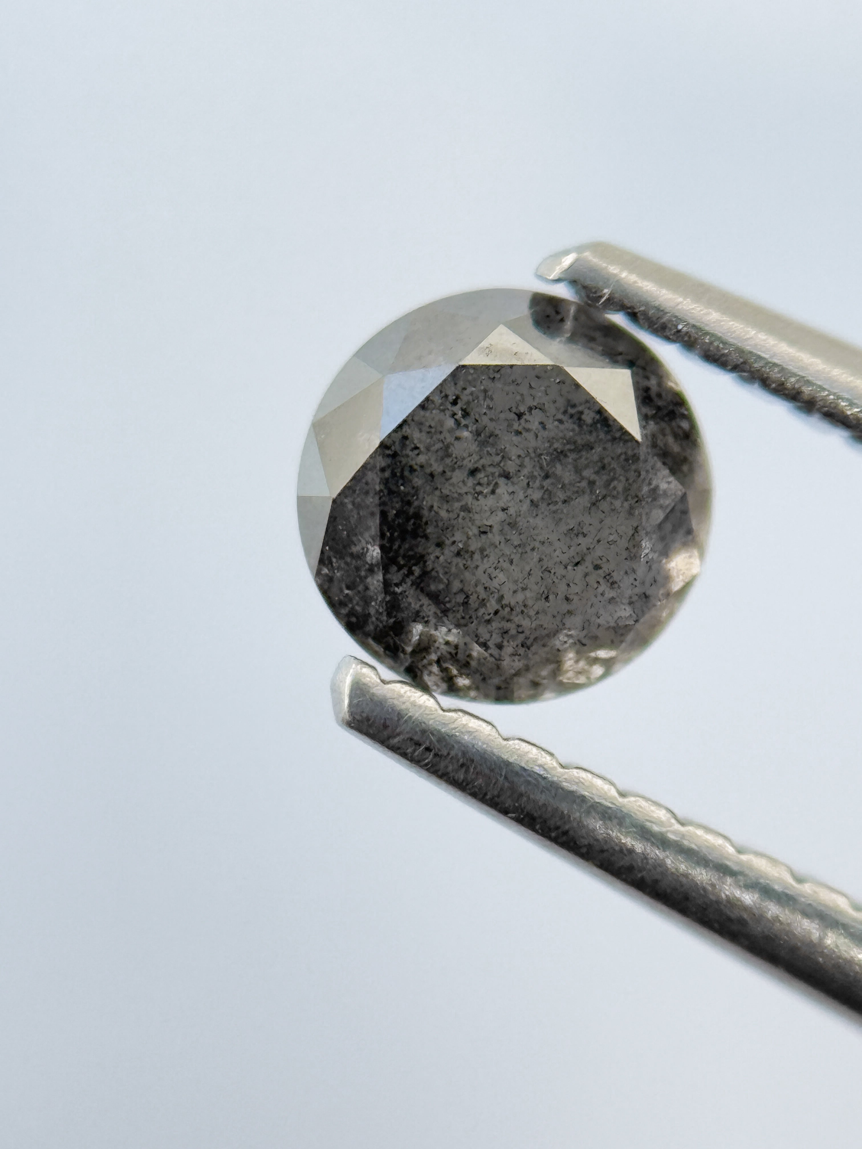 0.67 Ct Round Brilliant Cut Grey Natural Salt and Pepper Diamond