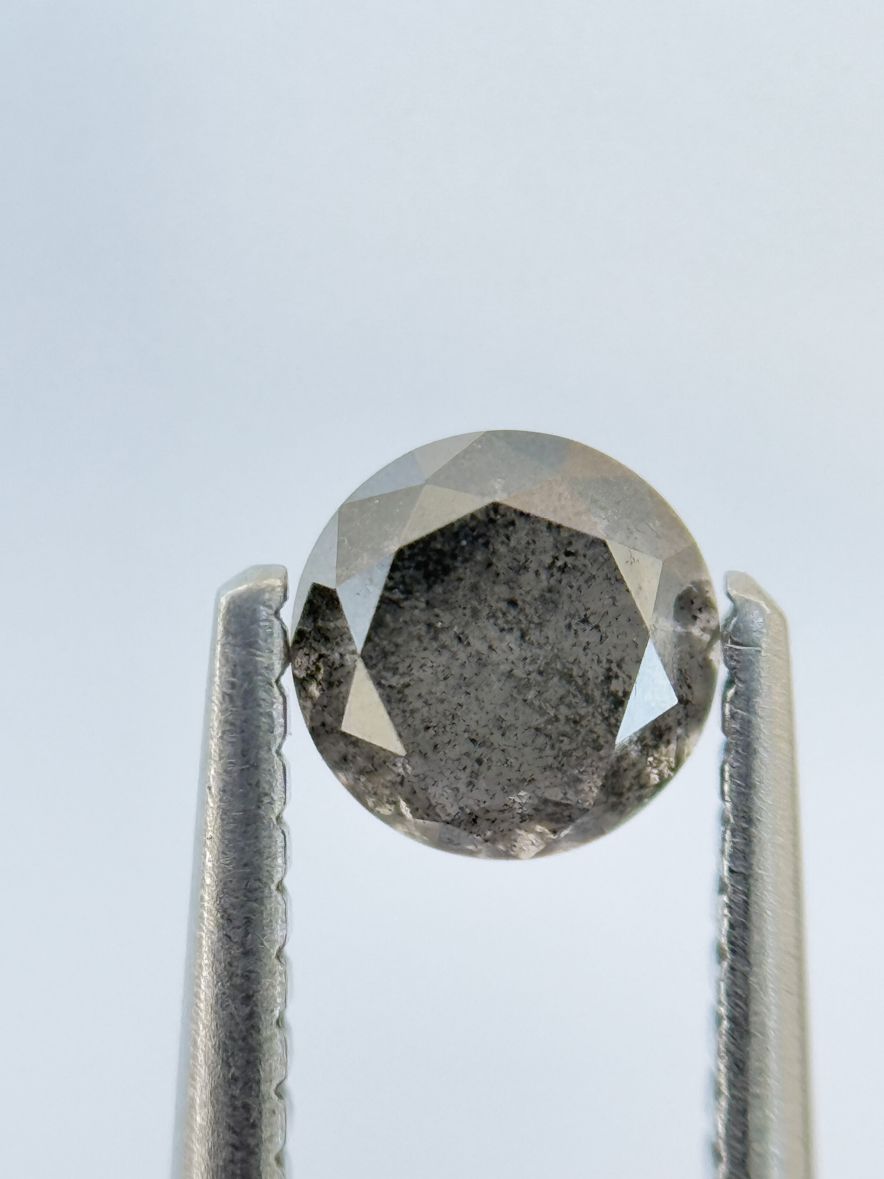 0.67 Ct Round Brilliant Cut Grey Natural Salt and Pepper Diamond