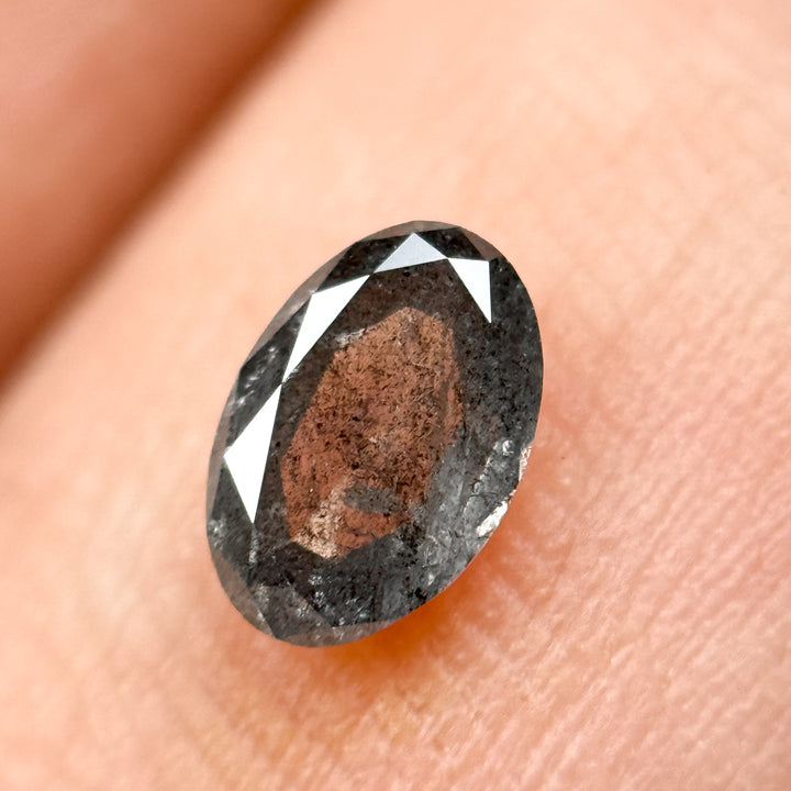 0.36 Ct Oval Rose Cut Grey Natural Galaxy Diamond