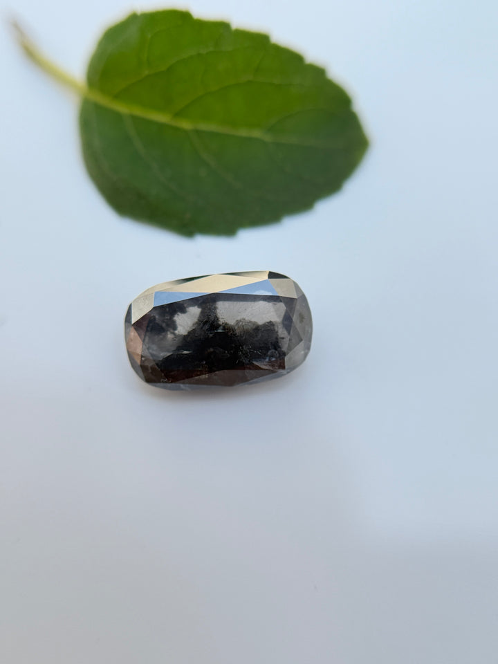 1.85 Ct Oval Rose Cut Grey Natural Salt and Pepper Diamond