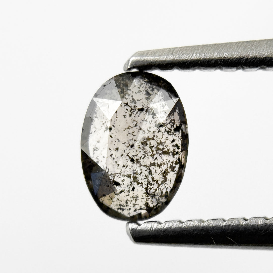 0.41 Ct Oval Rose Cut Grey Natural Salt and Pepper Diamond