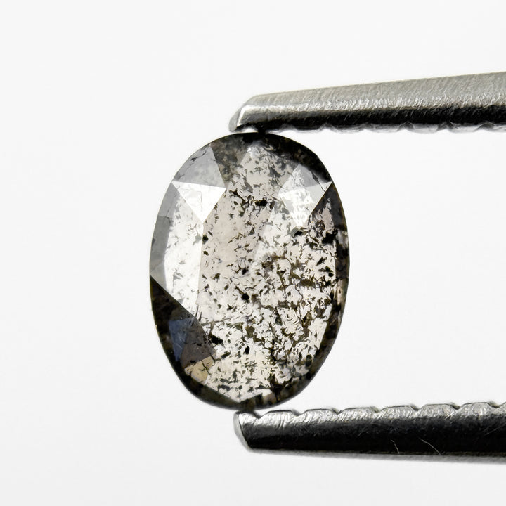 0.41 Ct Oval Rose Cut Grey Natural Salt and Pepper Diamond