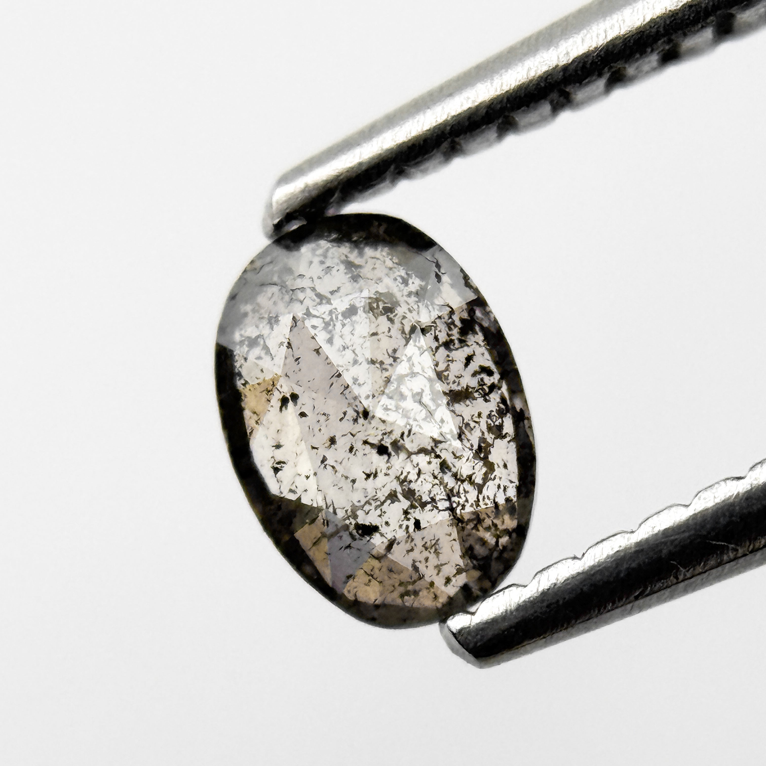 0.41 Ct Oval Rose Cut Grey Natural Salt and Pepper Diamond