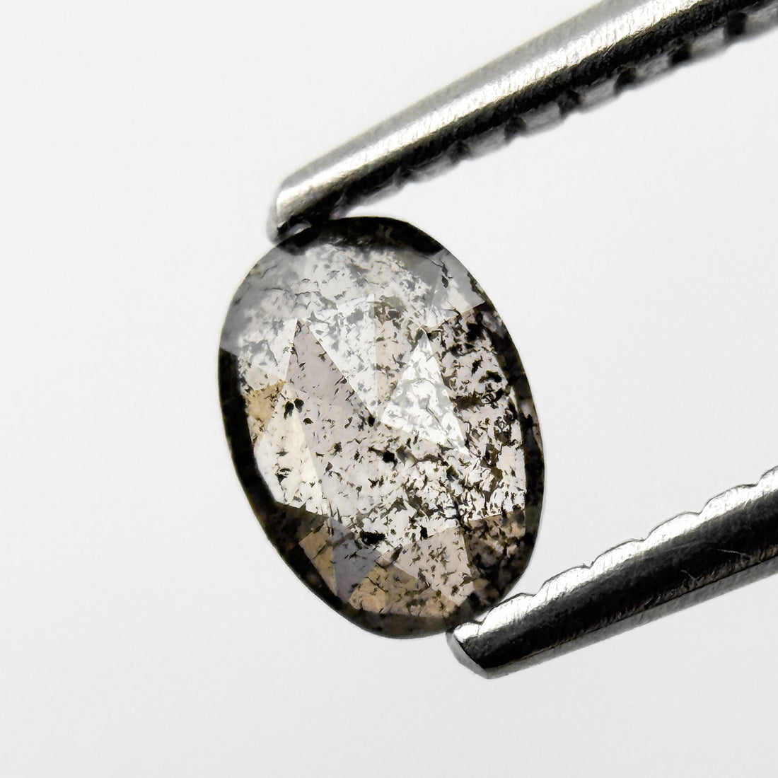0.41 Ct Oval Rose Cut Grey Natural Salt and Pepper Diamond