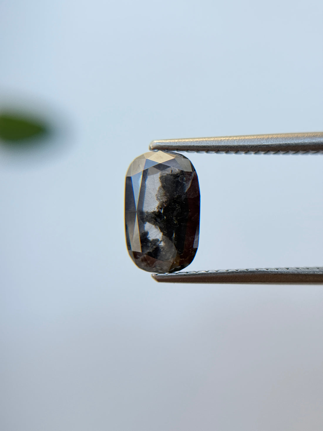 1.85 Ct Oval Rose Cut Grey Natural Salt and Pepper Diamond