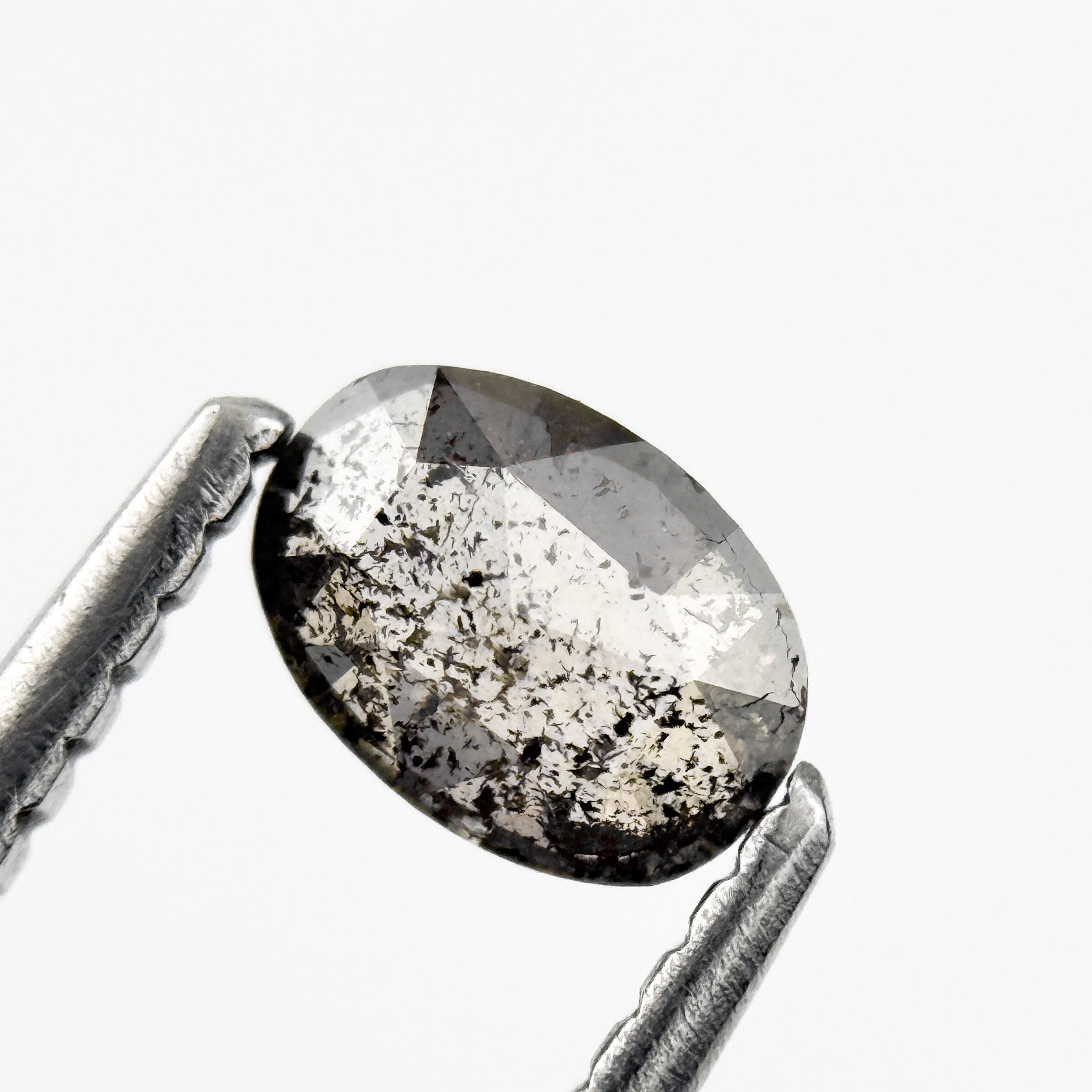 0.41 Ct Oval Rose Cut Grey Natural Salt and Pepper Diamond
