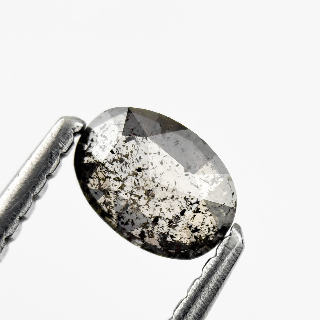 0.41 Ct Oval Rose Cut Grey Natural Salt and Pepper Diamond
