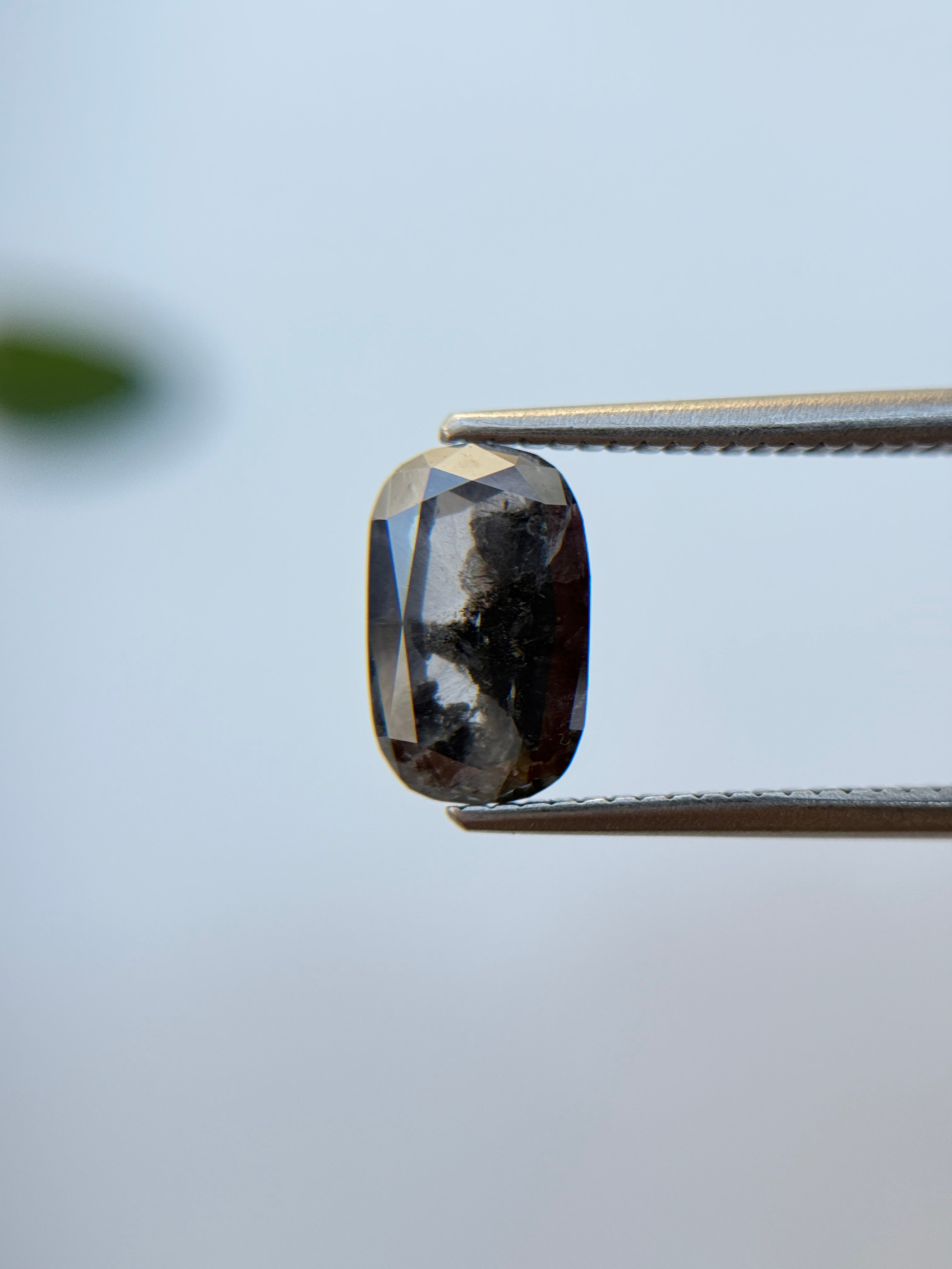 1.87 Ct Oval Rose Cut Grey Natural Salt and Pepper Diamond