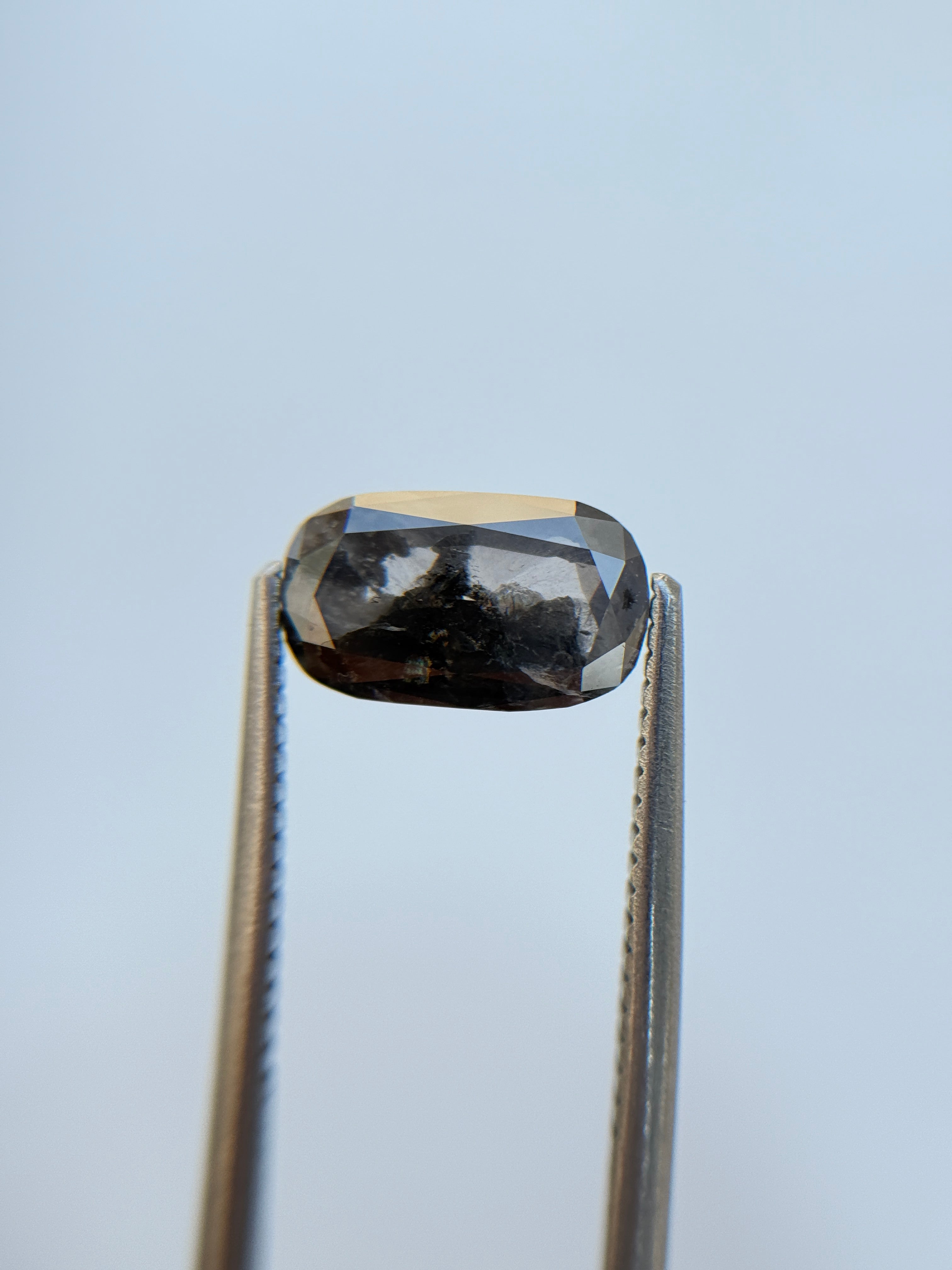 1.85 Ct Oval Rose Cut Grey Natural Salt and Pepper Diamond