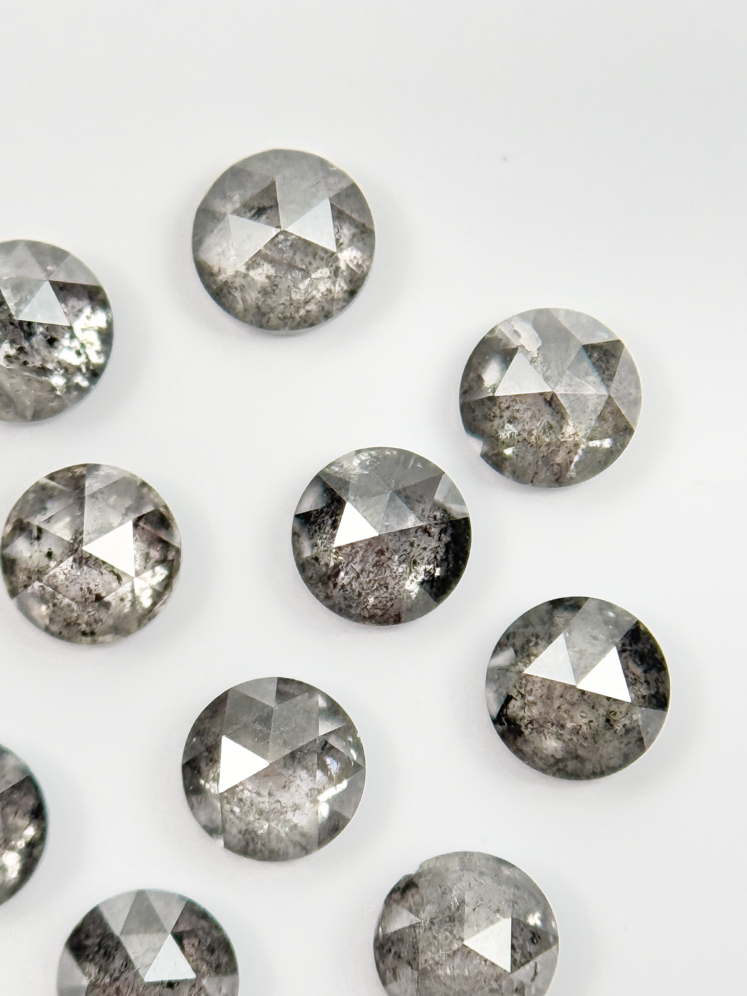 0.78 Ct Round Rose Cut Grey Natural Galaxy Diamond