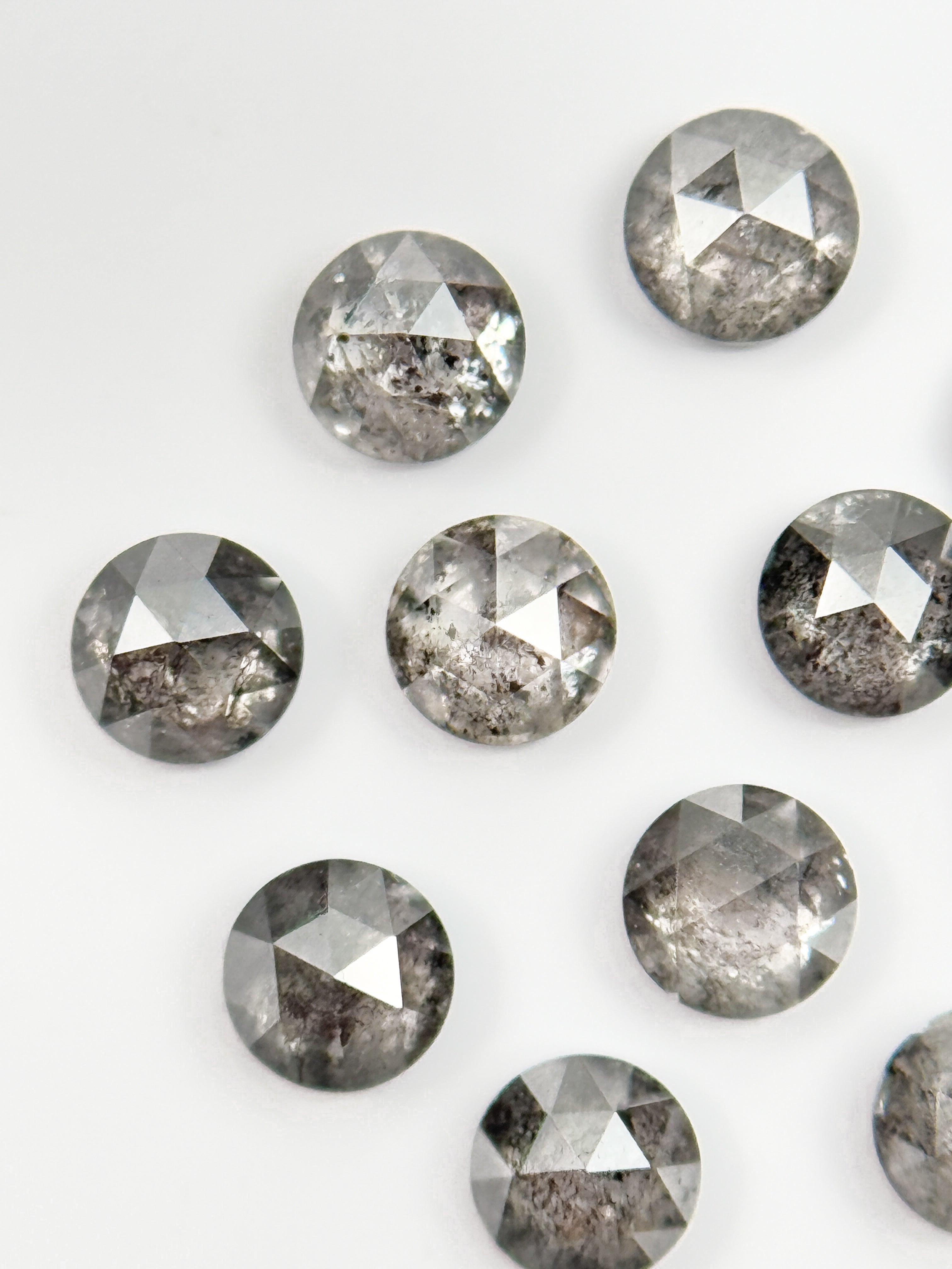0.78 Ct Round Rose Cut Grey Natural Galaxy Diamond