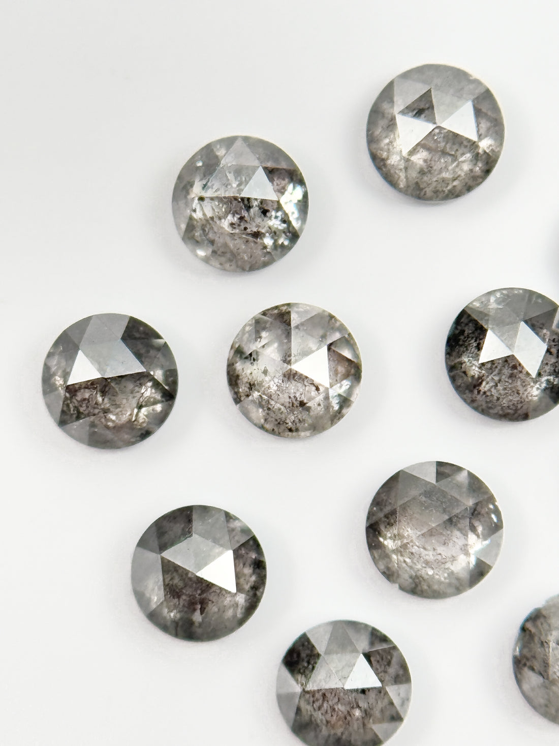 0.78 Ct Round Rose Cut Grey Natural Galaxy Diamond