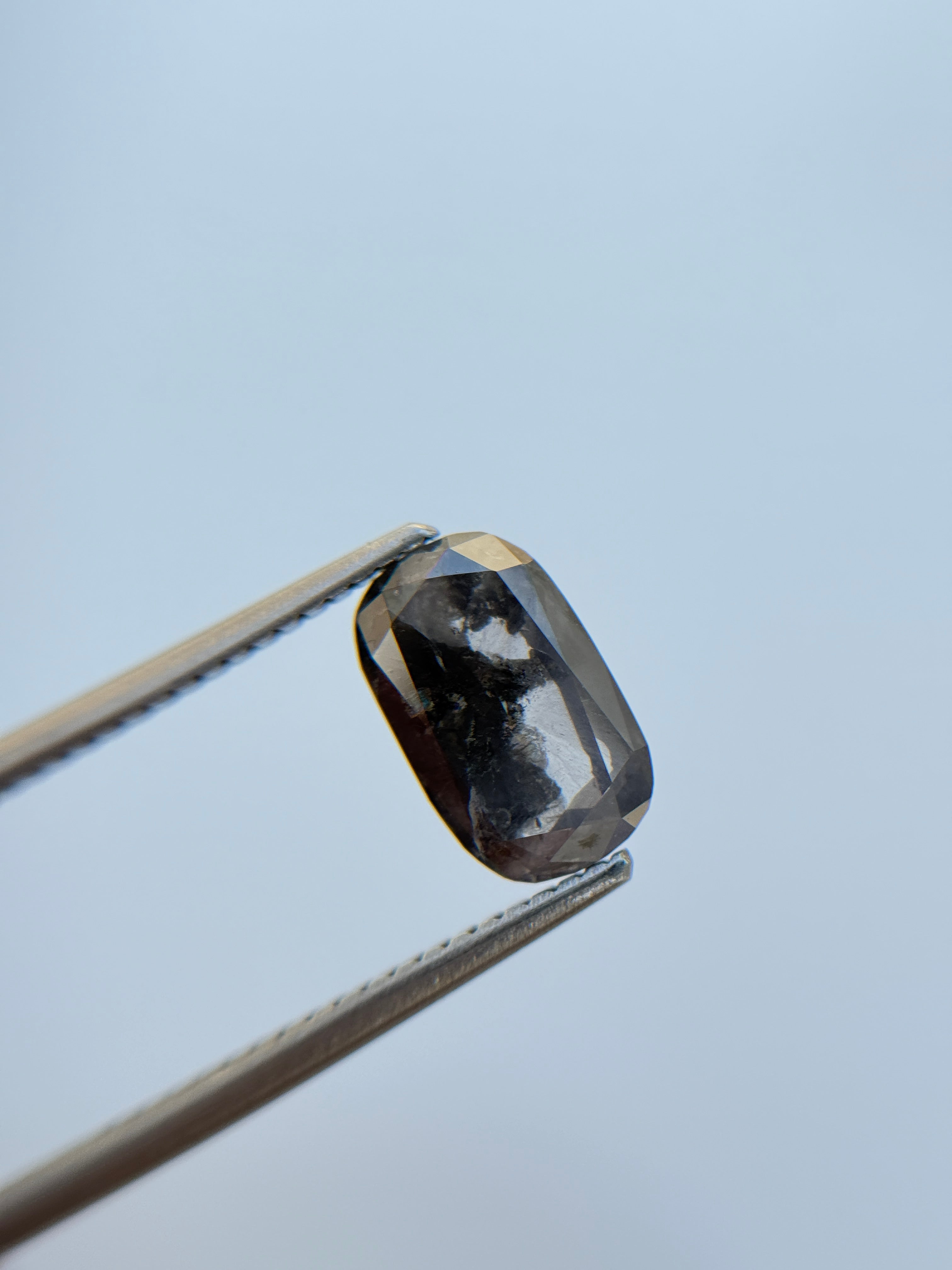 1.87 Ct Oval Rose Cut Grey Natural Salt and Pepper Diamond