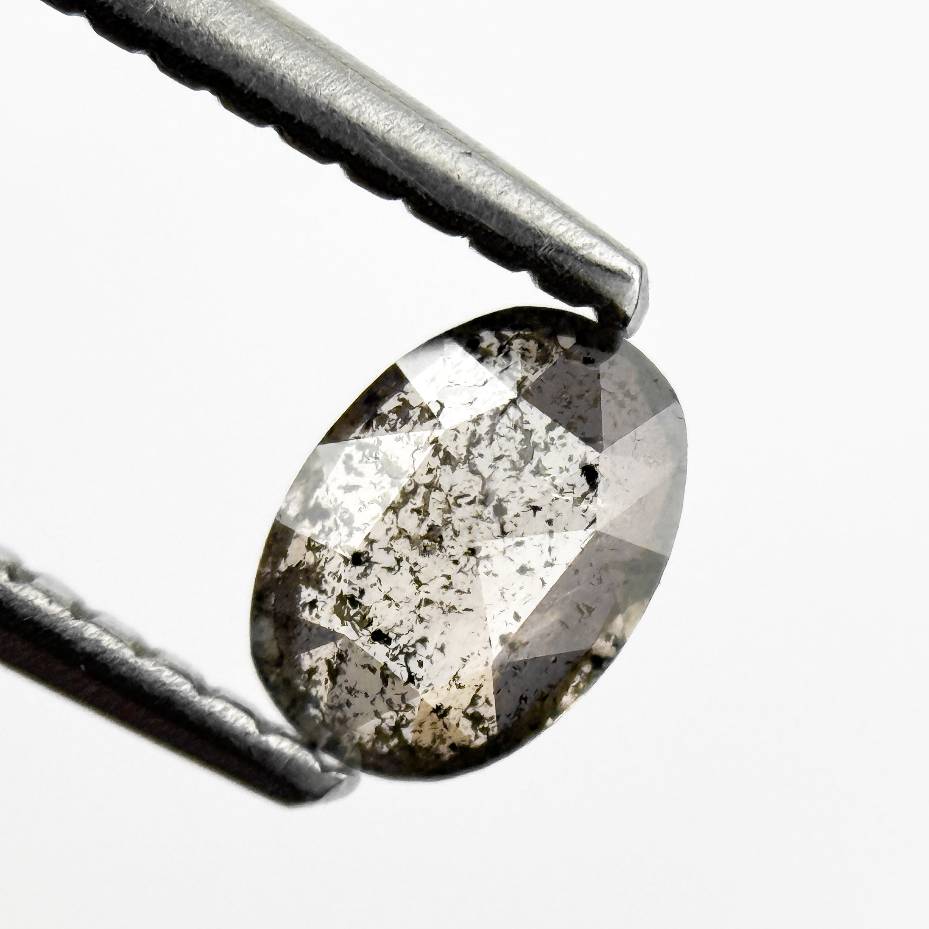 0.41 Ct Oval Rose Cut Grey Natural Salt and Pepper Diamond