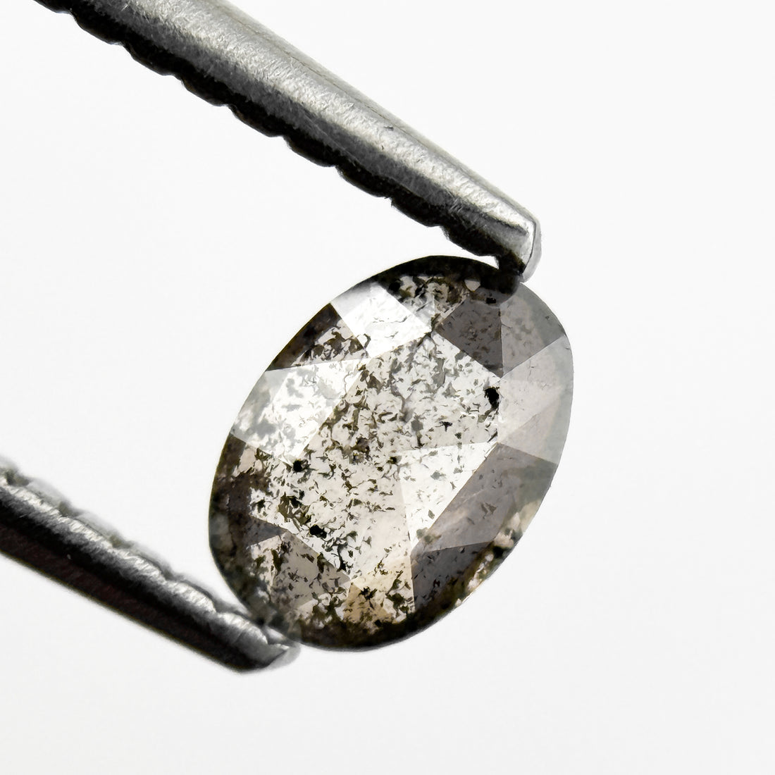 0.41 Ct Oval Rose Cut Grey Natural Salt and Pepper Diamond