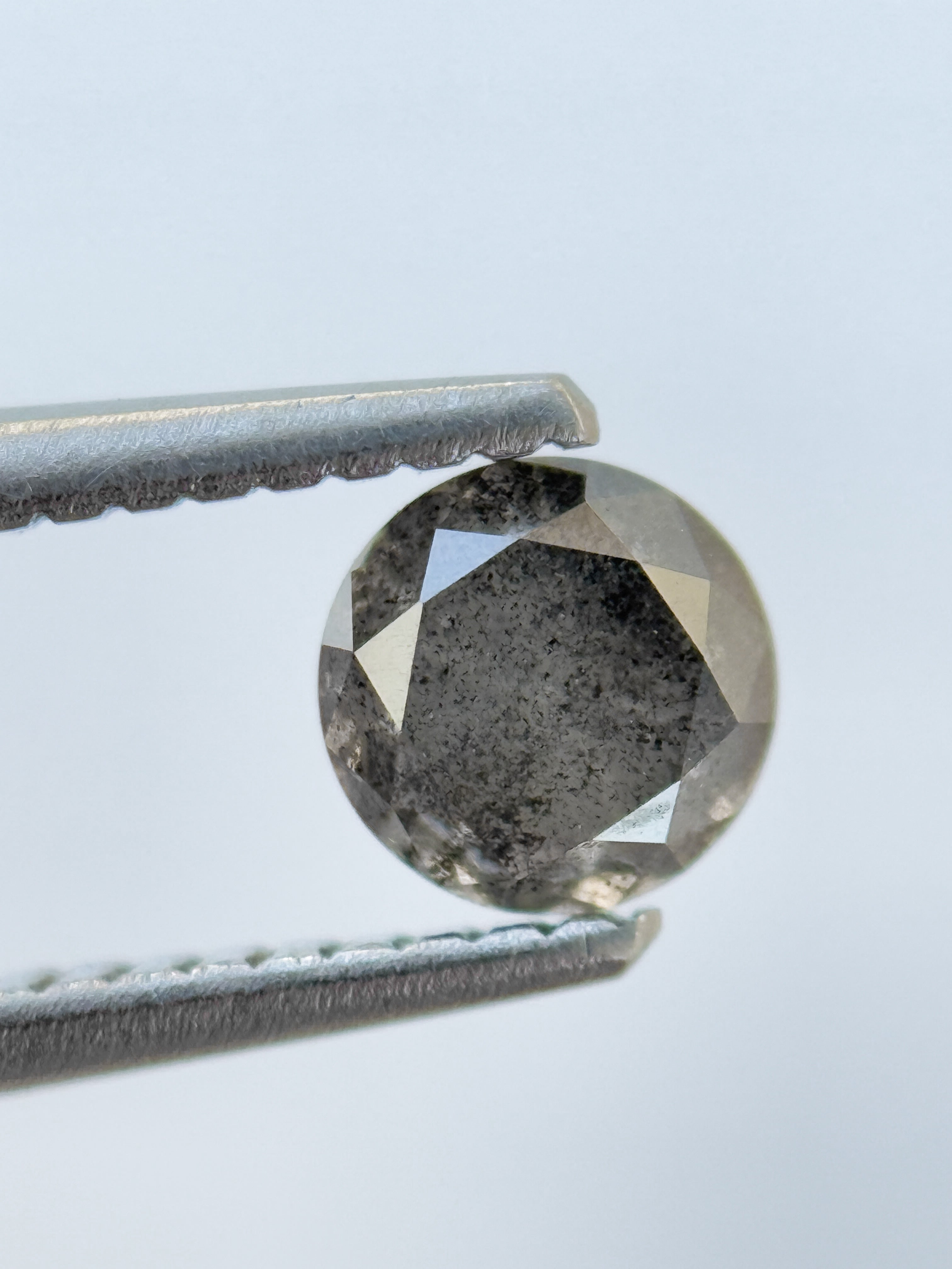 0.67 Ct Round Brilliant Cut Grey Natural Salt and Pepper Diamond