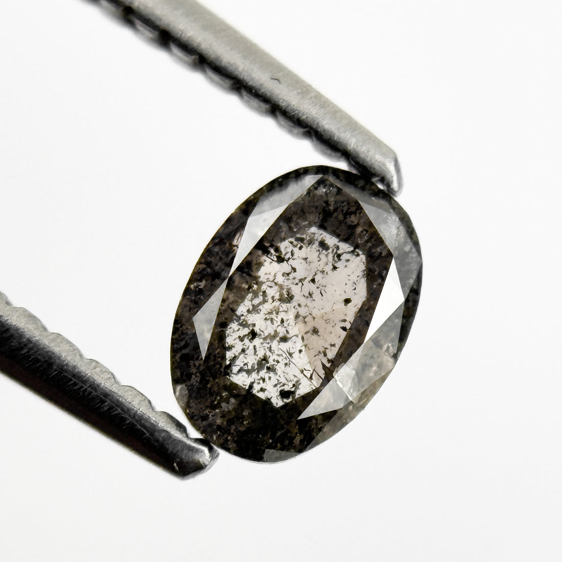 0.41 Ct Oval Rose Cut Grey Natural Salt and Pepper Diamond