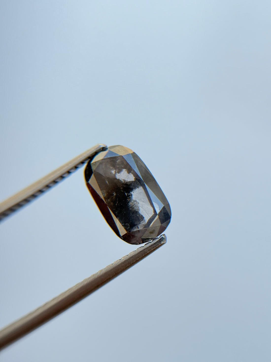 1.85 Ct Oval Rose Cut Grey Natural Salt and Pepper Diamond