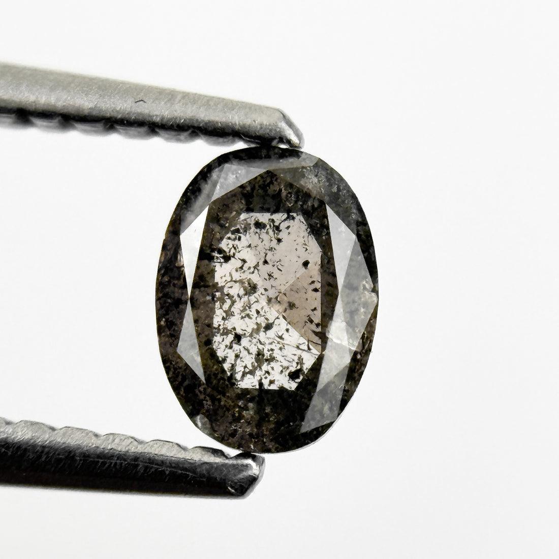 0.41 Ct Oval Rose Cut Grey Natural Salt and Pepper Diamond