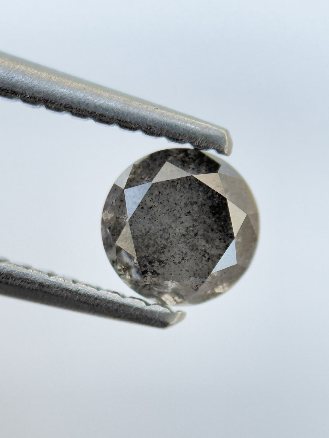 0.67 Ct Round Brilliant Cut Grey Natural Salt and Pepper Diamond
