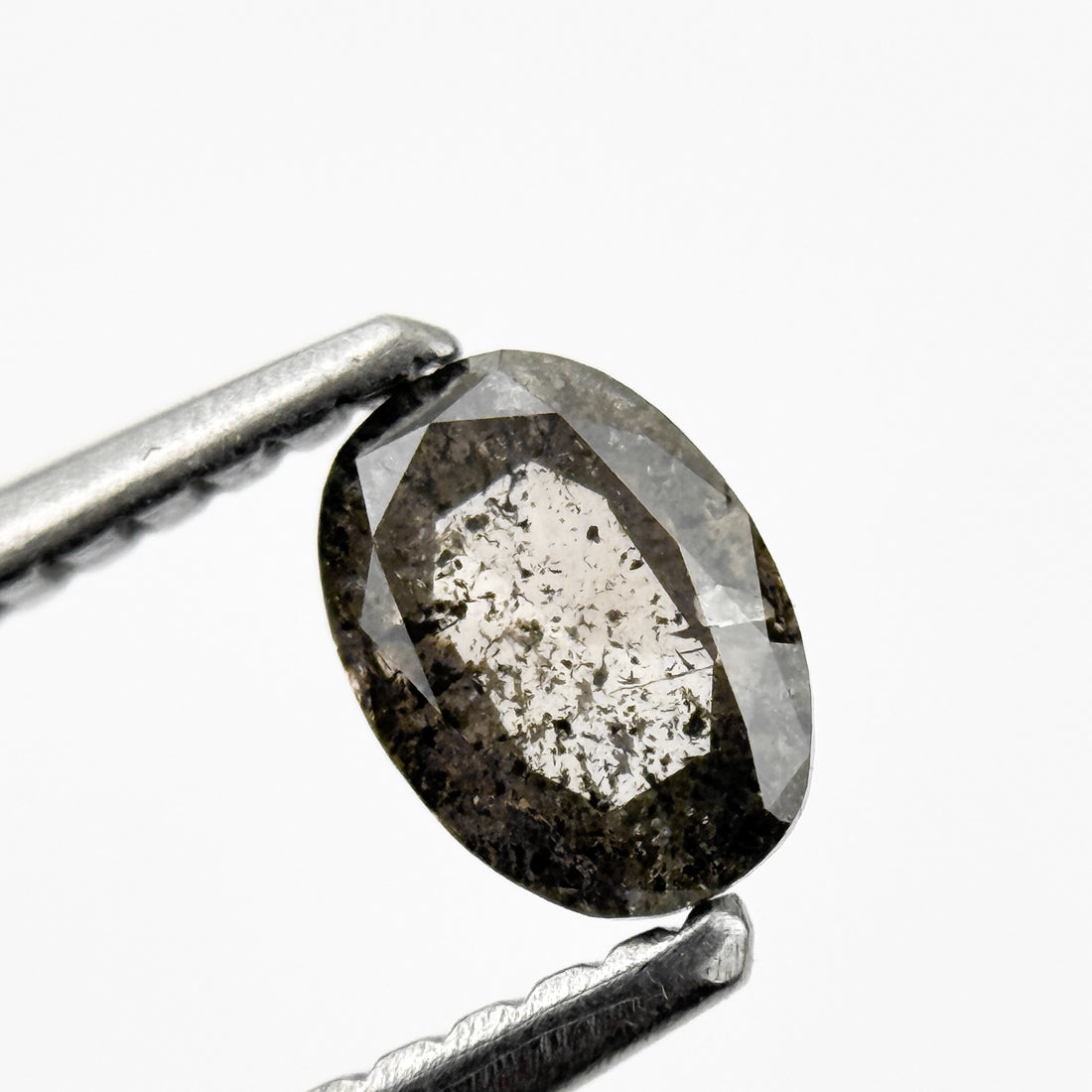 0.41 Ct Oval Rose Cut Grey Natural Salt and Pepper Diamond