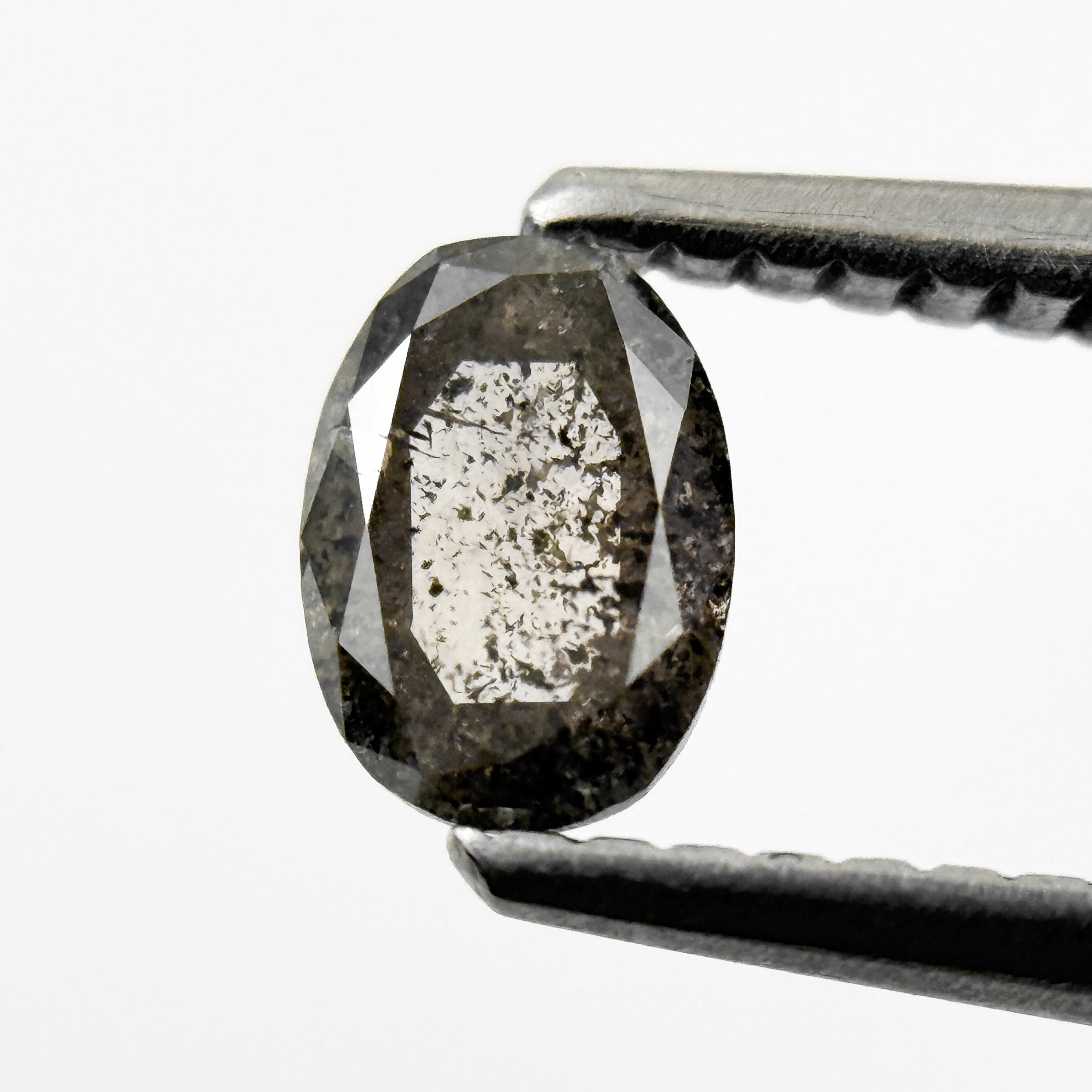 0.41 Ct Oval Rose Cut Grey Natural Salt and Pepper Diamond