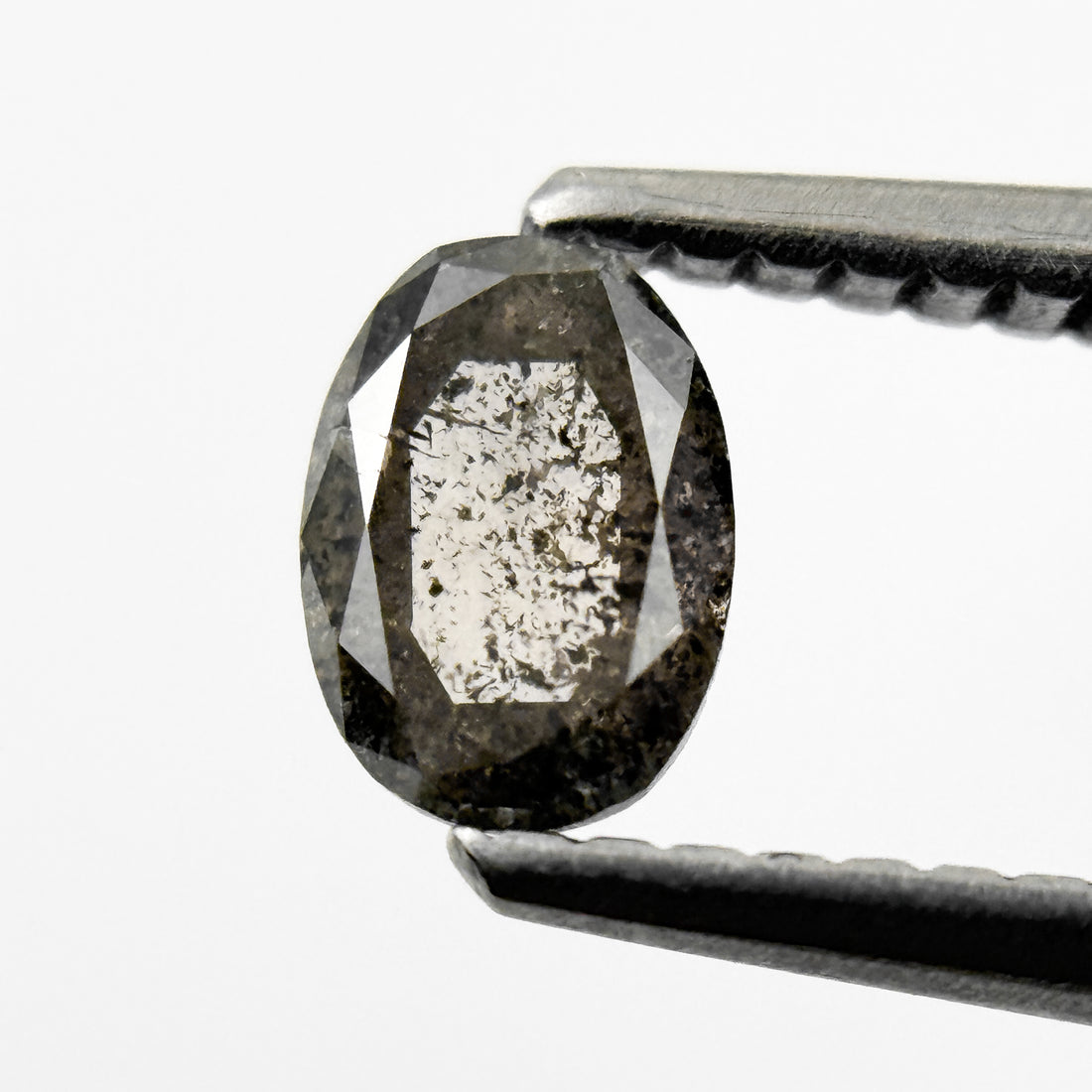 0.41 Ct Oval Rose Cut Grey Natural Salt and Pepper Diamond