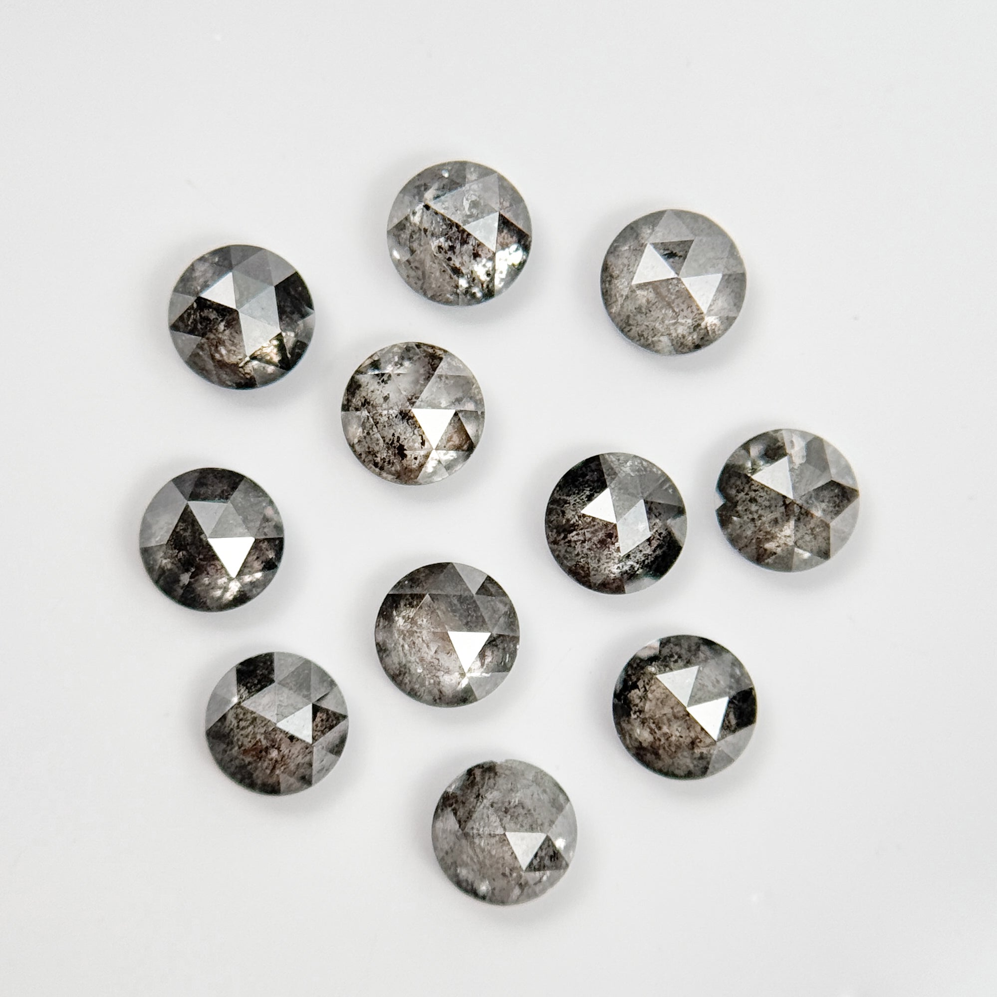 0.78 Ct Round Rose Cut Grey Natural Galaxy Diamond