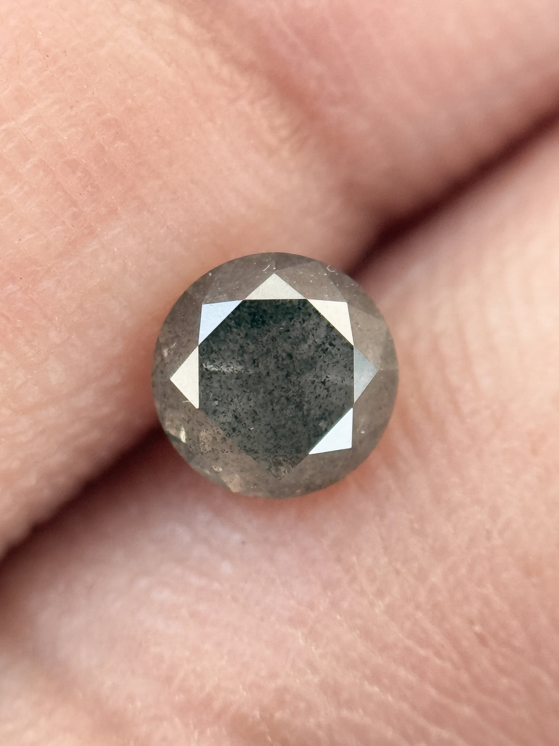 0.67 Ct Round Brilliant Cut Grey Natural Salt and Pepper Diamond