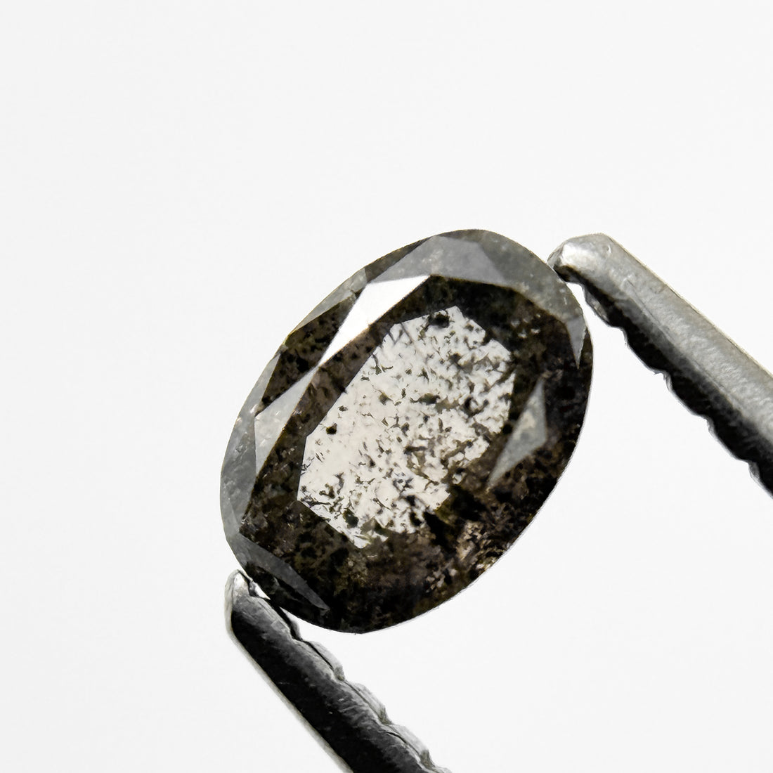 0.41 Ct Oval Rose Cut Grey Natural Salt and Pepper Diamond