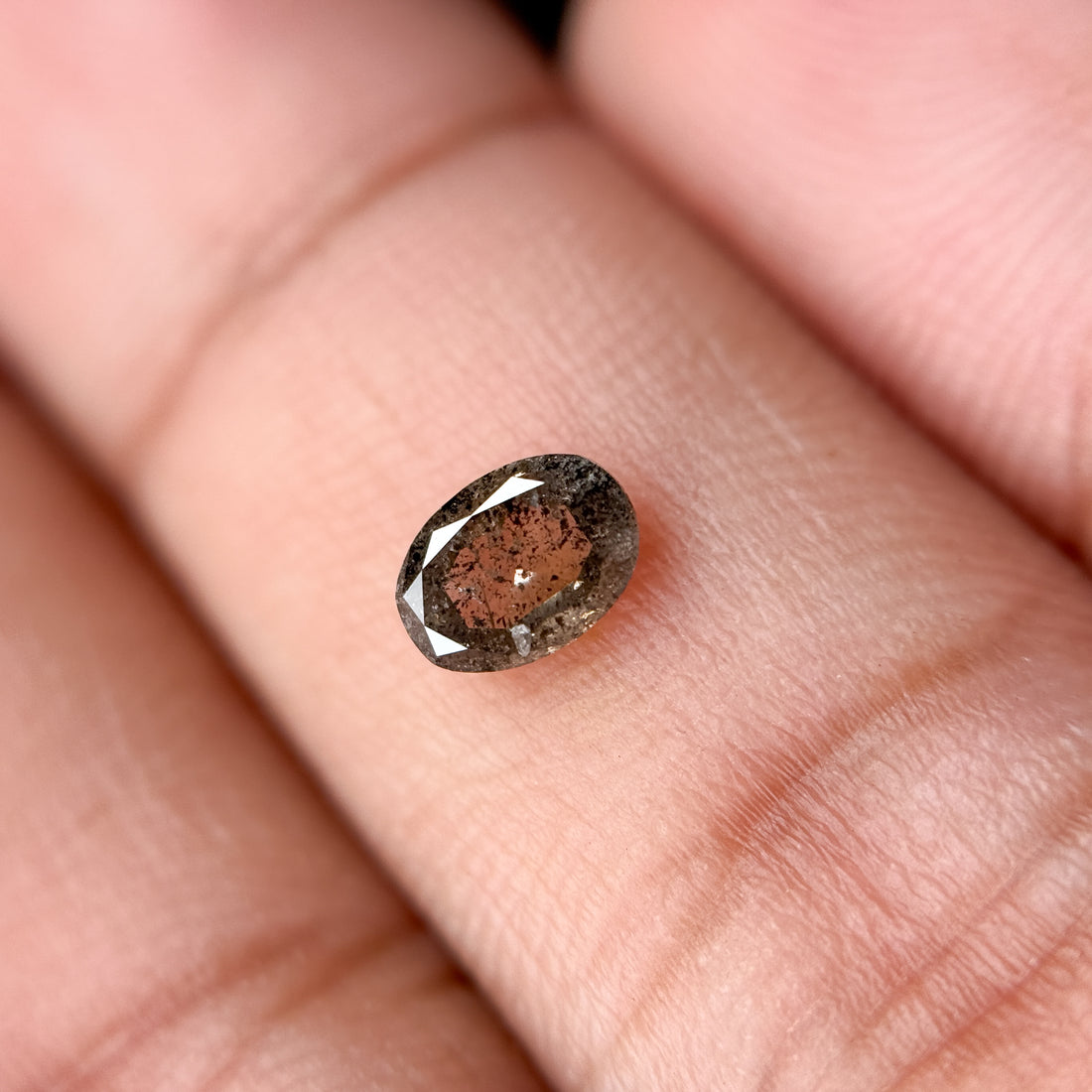 0.41 Ct Oval Rose Cut Grey Natural Salt and Pepper Diamond