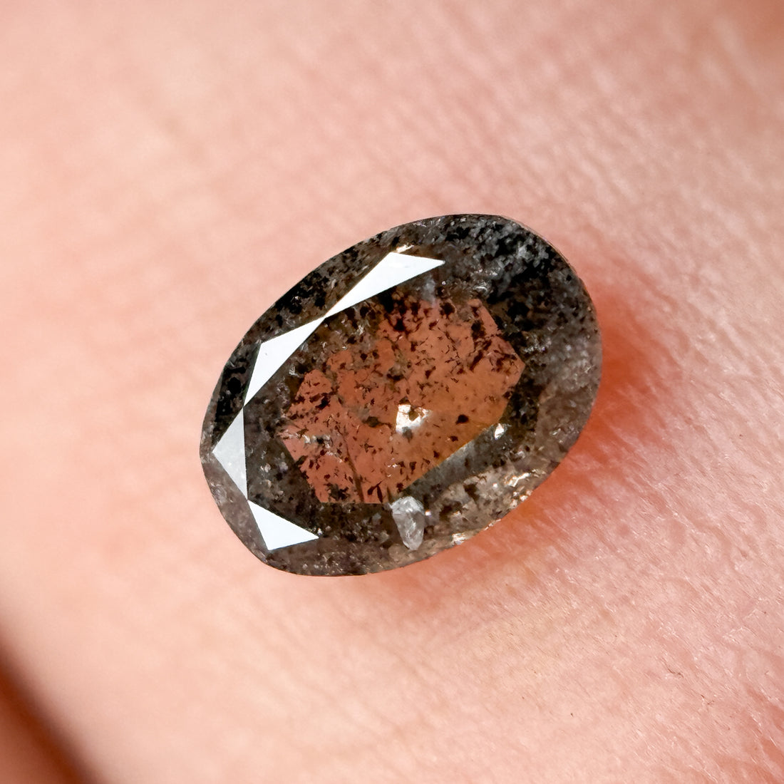 0.41 Ct Oval Rose Cut Grey Natural Salt and Pepper Diamond