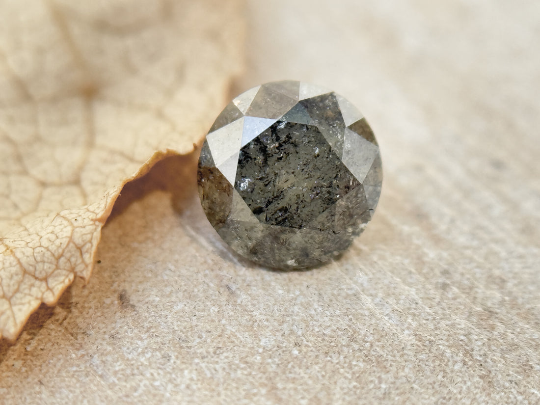 0.50 Ct Round Brilliant Cut Grey Natural Galaxy Diamond