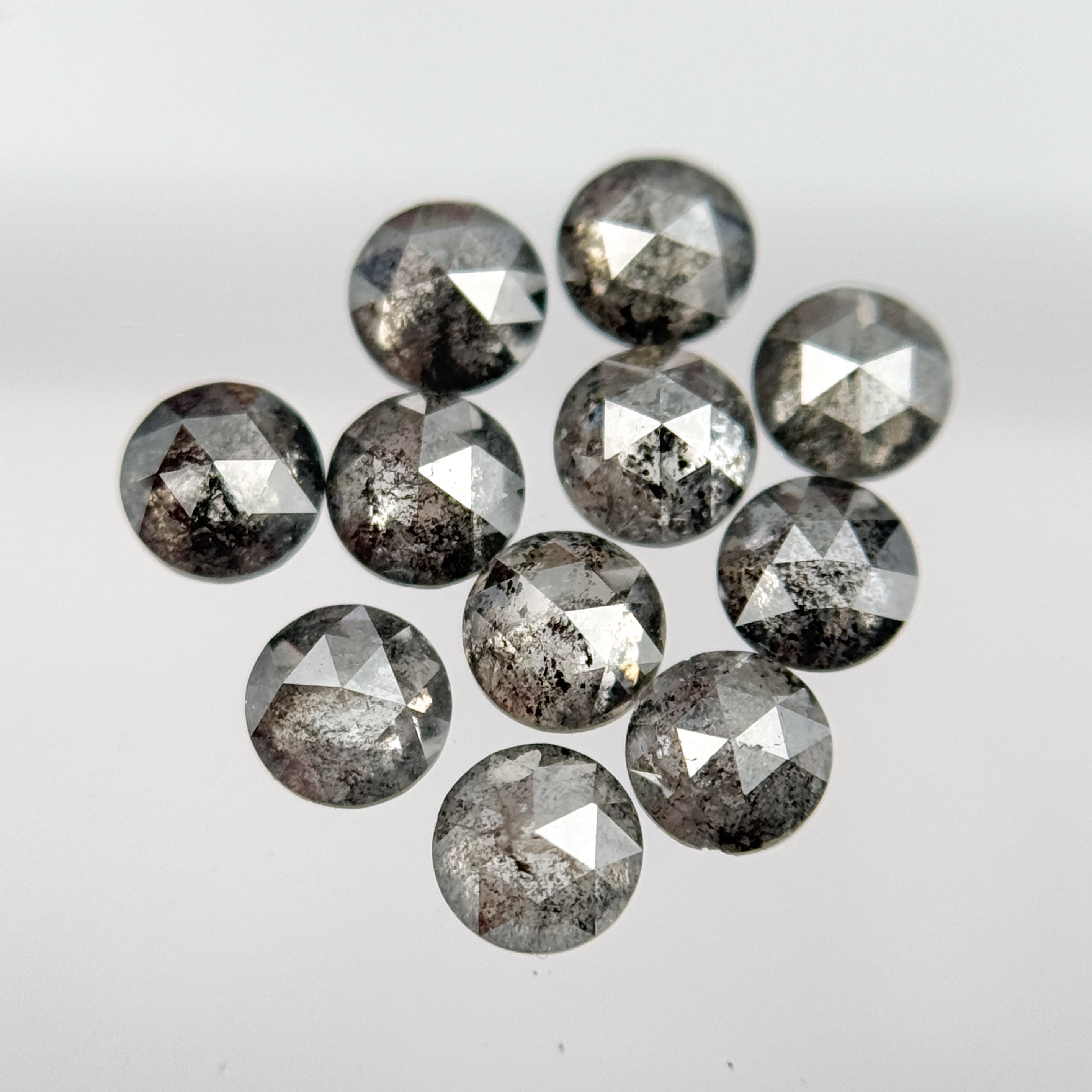 0.78 Ct Round Rose Cut Grey Natural Galaxy Diamond