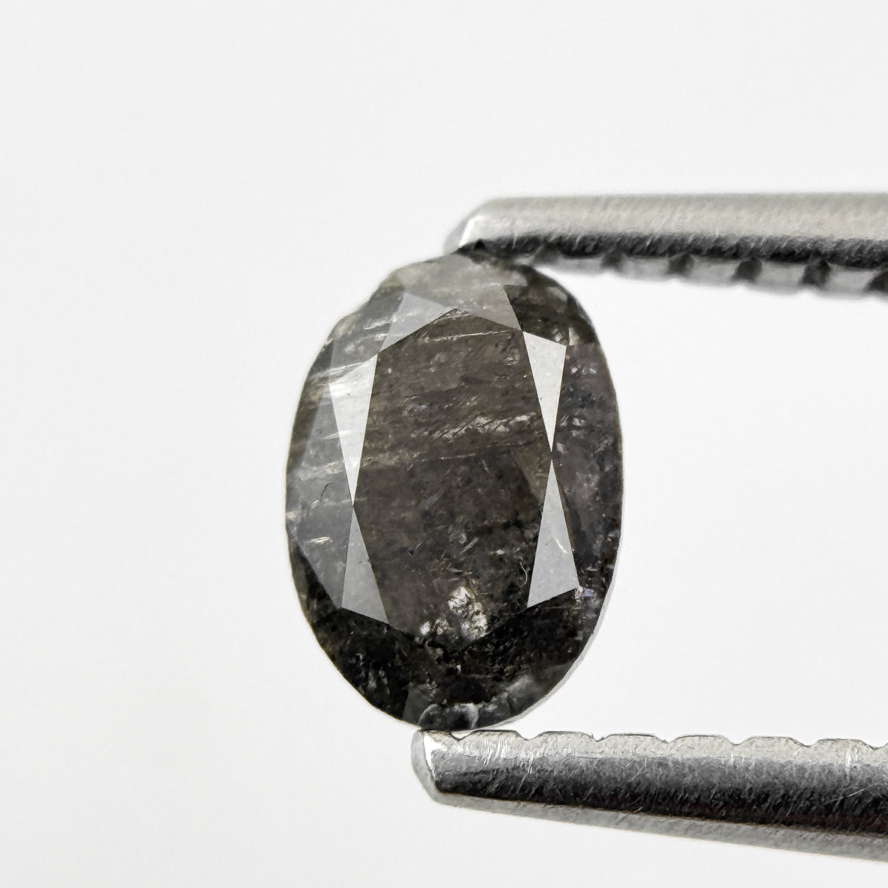 0.44 Ct Oval Rose Cut Black Natural Salt and Pepper Diamond