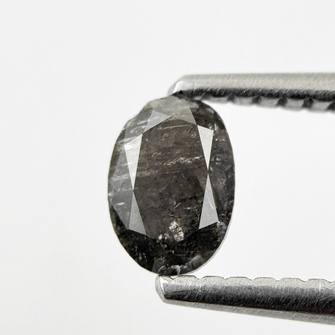 0.44 Ct Oval Rose Cut Black Natural Salt and Pepper Diamond